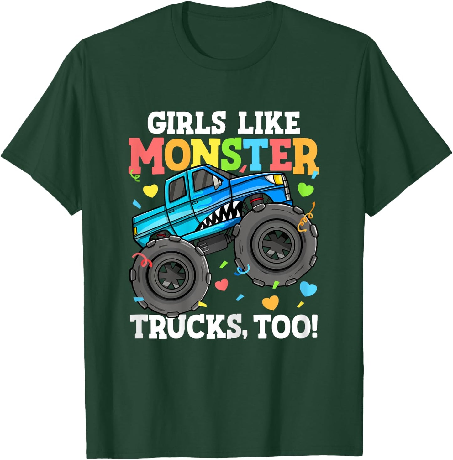Shark Monster Truck Girls Like Monster Trucks Too Kids T-Shirt - T-Shirt | Forest
