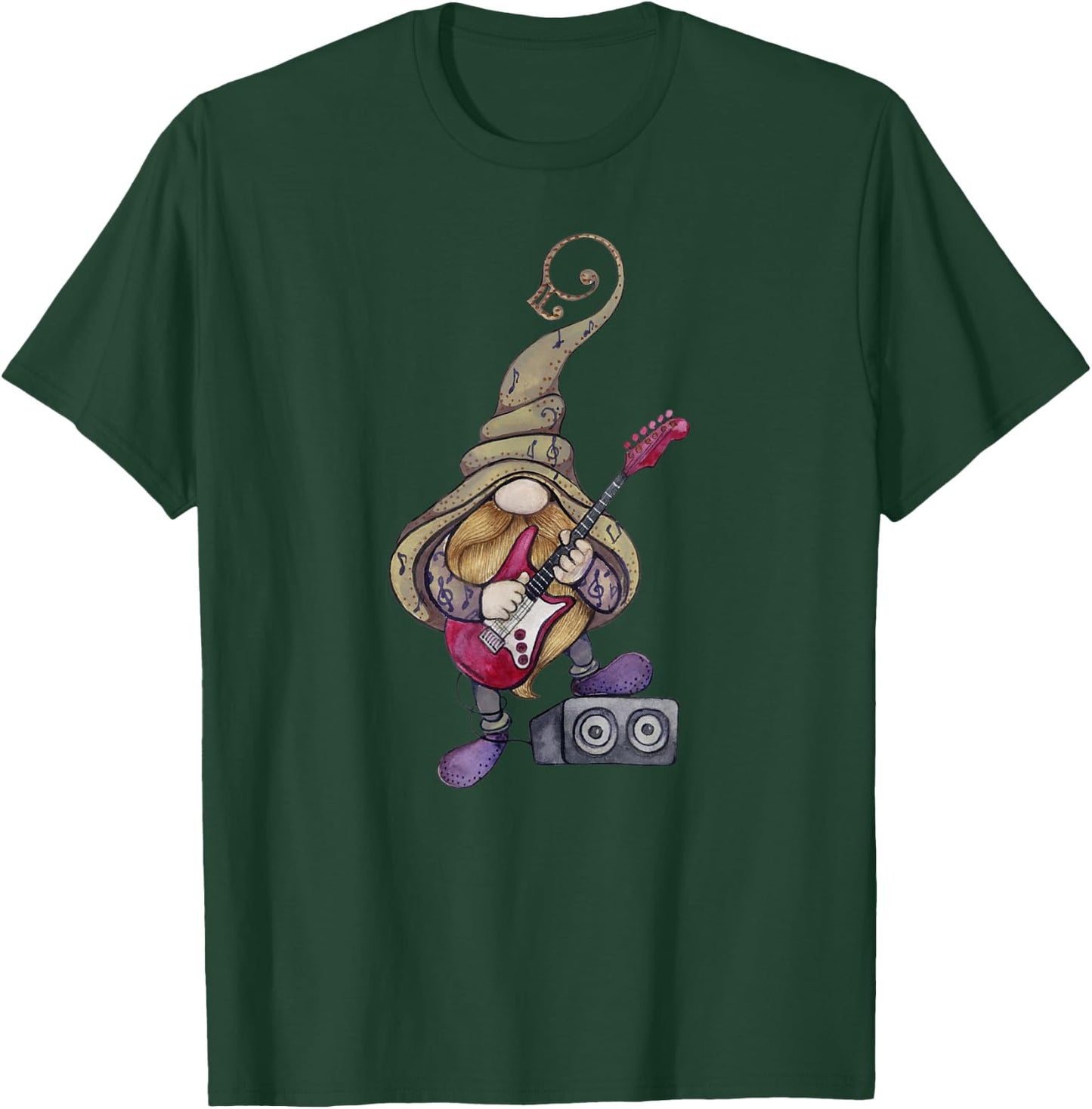 Musical Gnome Guitar Player, Playing Guitar Music T-Shirt - T-Shirt | Forest