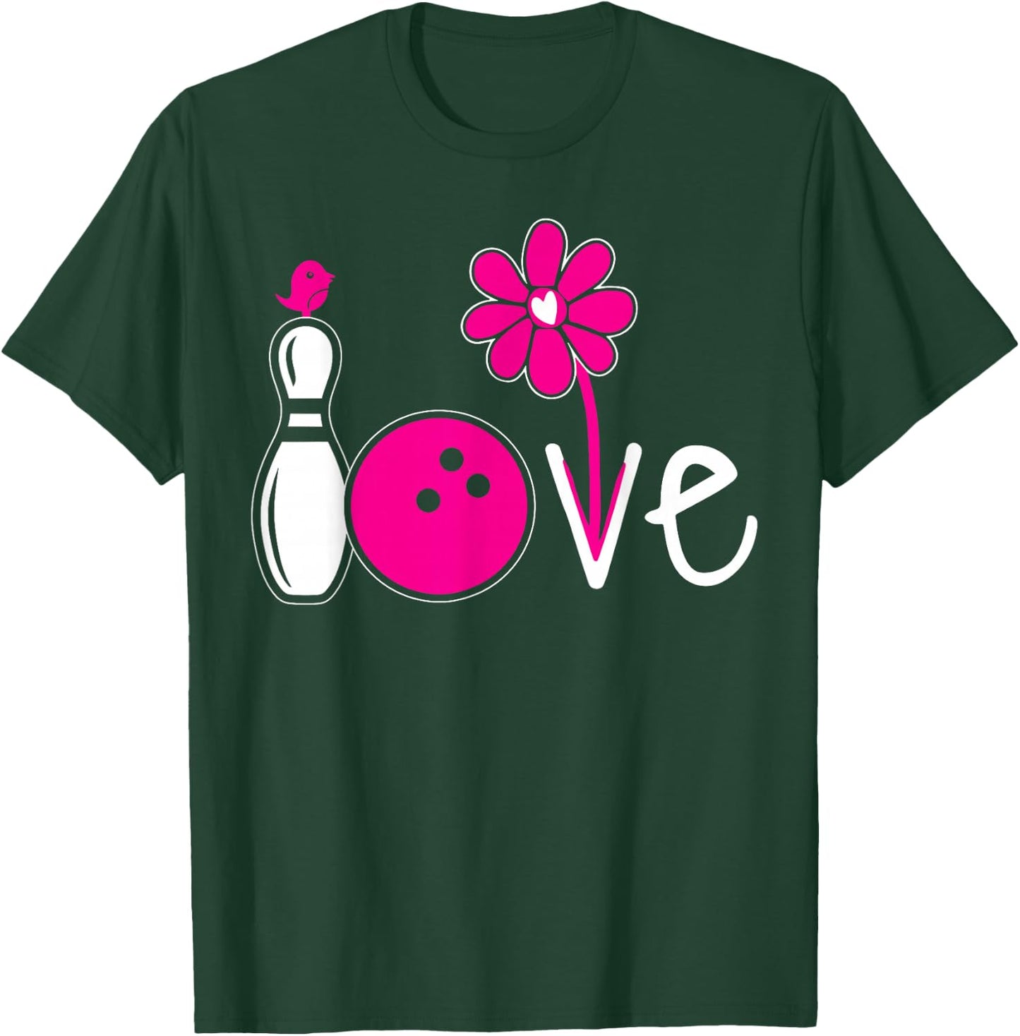 Women Bowling-Shirt Girls Love Team Bowling Vintage T-Shirt - T-Shirt | Forest