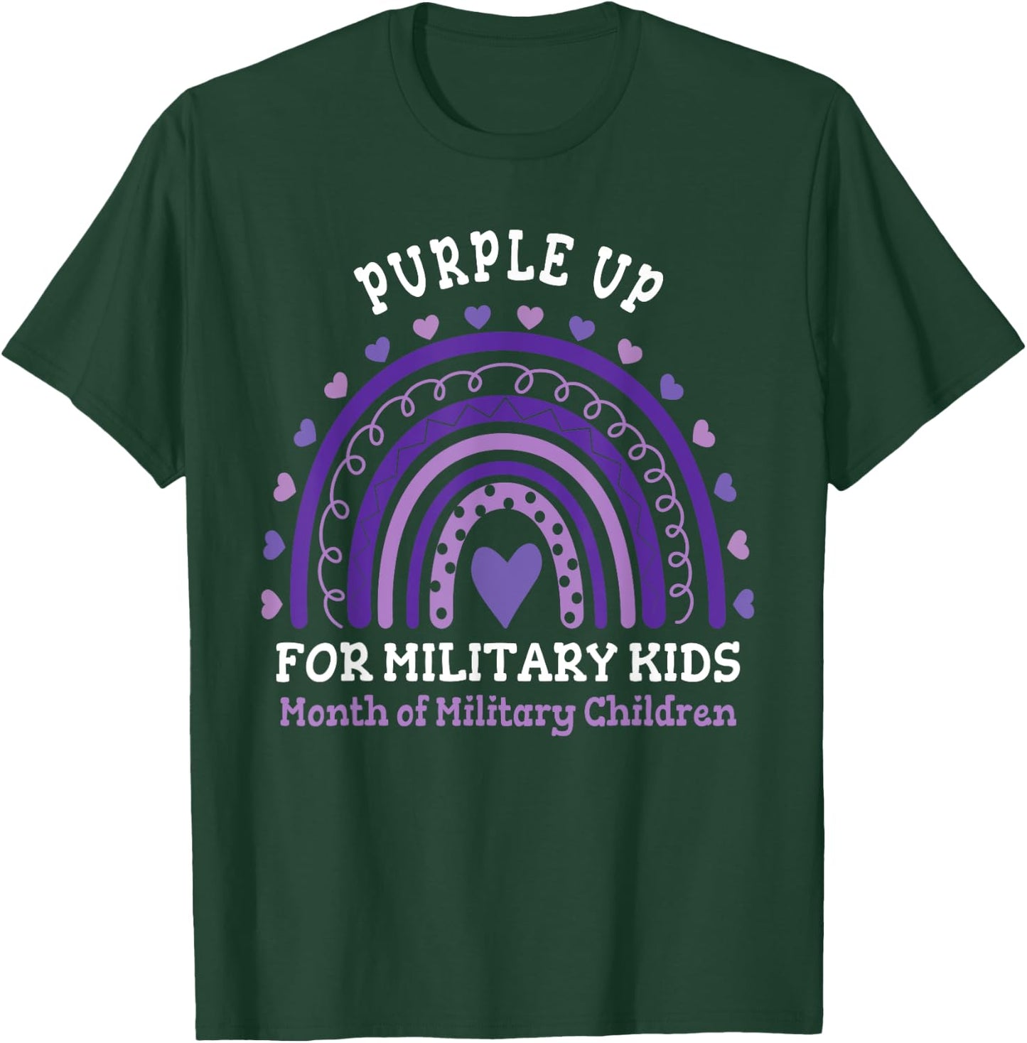 Military Purple Up Day Kids Shirt Month Military Rainbow Kid T-Shirt - T-Shirt | Forest