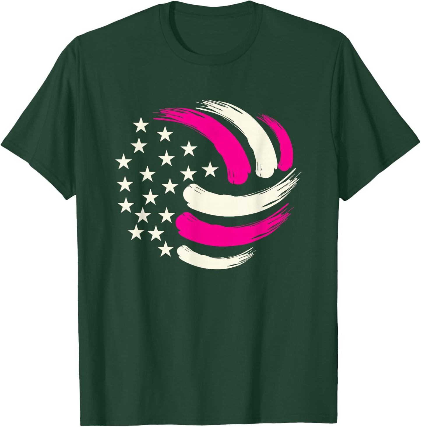 Women Volleyball Teen Girls USA American Flag T-Shirt - T-Shirt | Forest