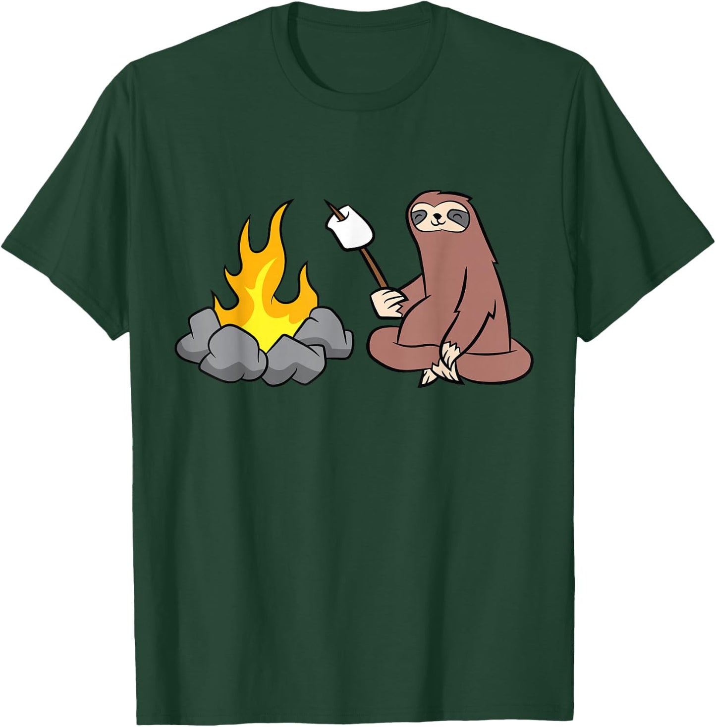 Sloth Roasting Marshmallows At The Campfire T-Shirt - T-Shirt | Forest