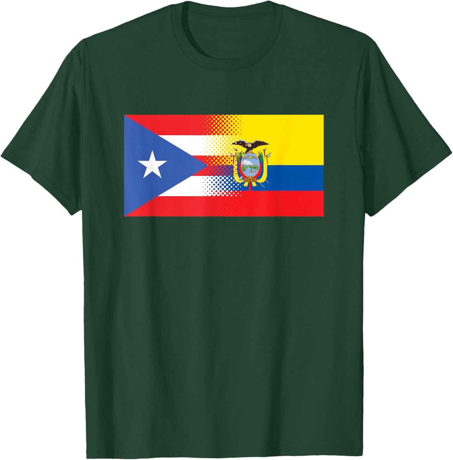 Half Puerto Rican Half Ecuadorian Flag Puerto Rico Ecuador T-Shirt - T-Shirt | Forest