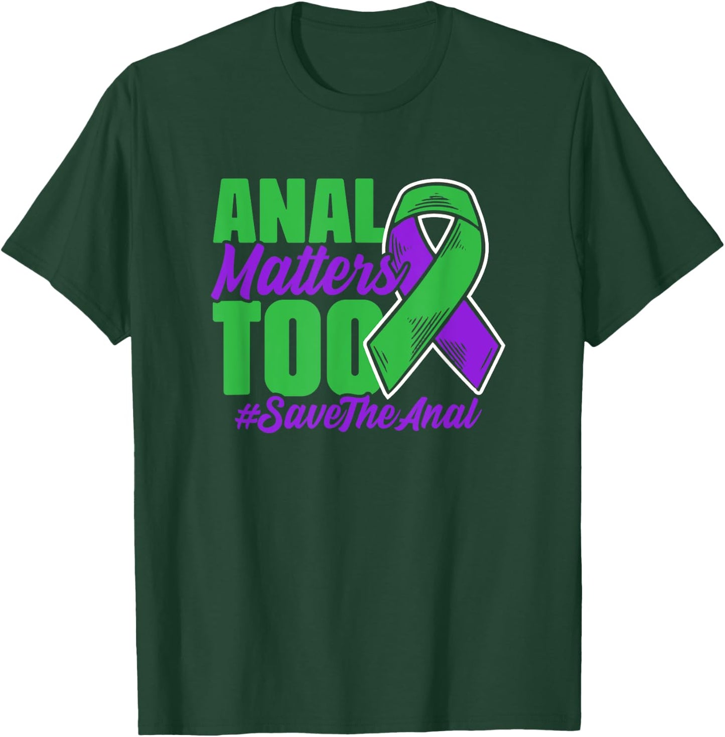 Purple Green Ribbon Support Anal Cancer Survivor T-Shirt - T-Shirt | Forest