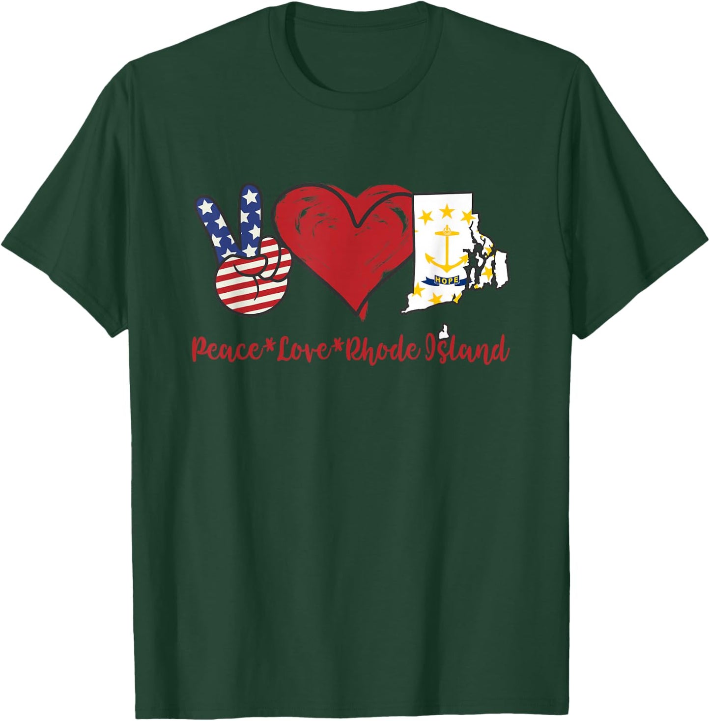 Peace Love Rhode Island T-Shirt - T-Shirt | Forest