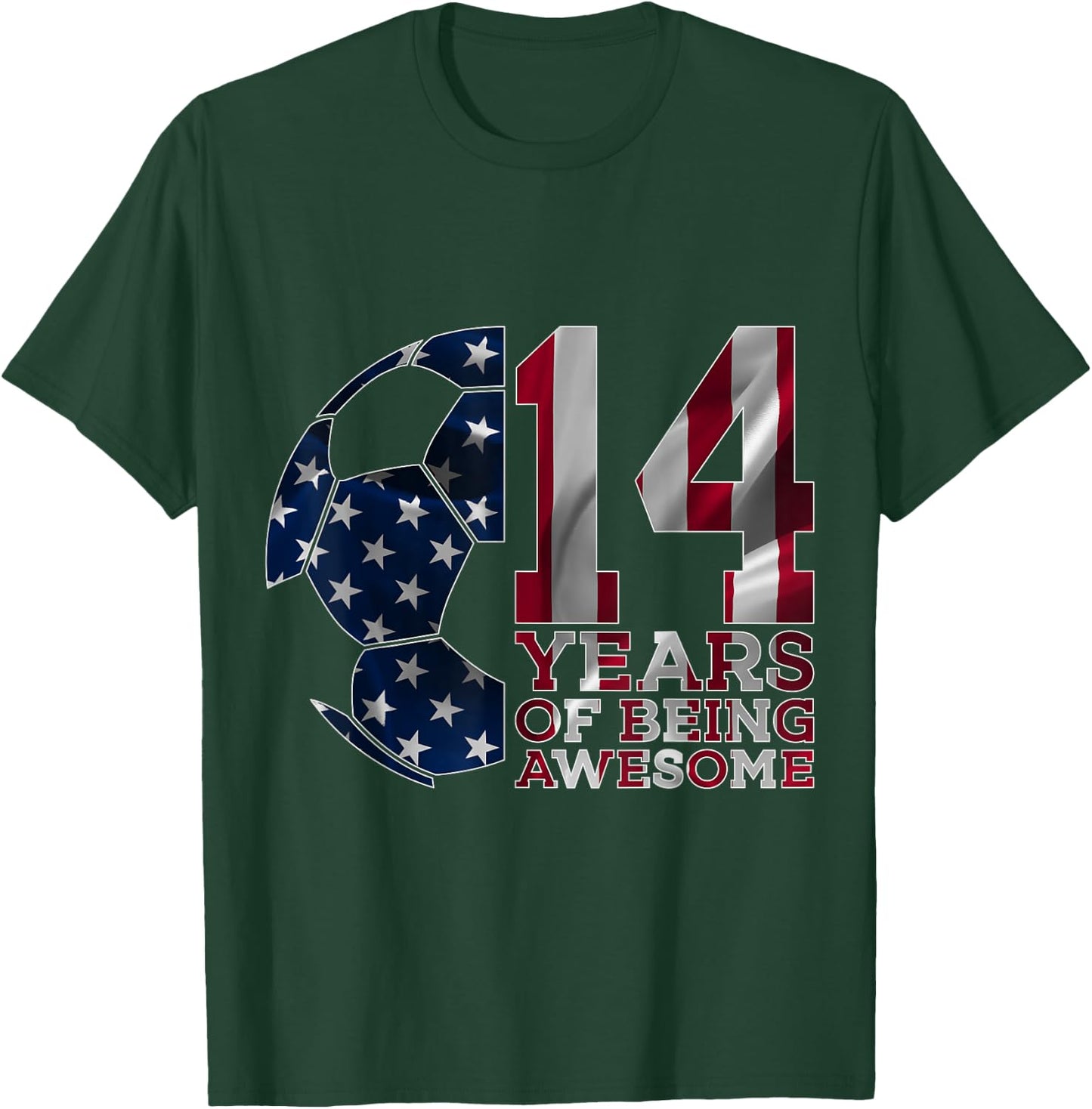 14 Years of Being Awesome Soccer 14th Birthday T-Shirt - T-Shirt | Forest