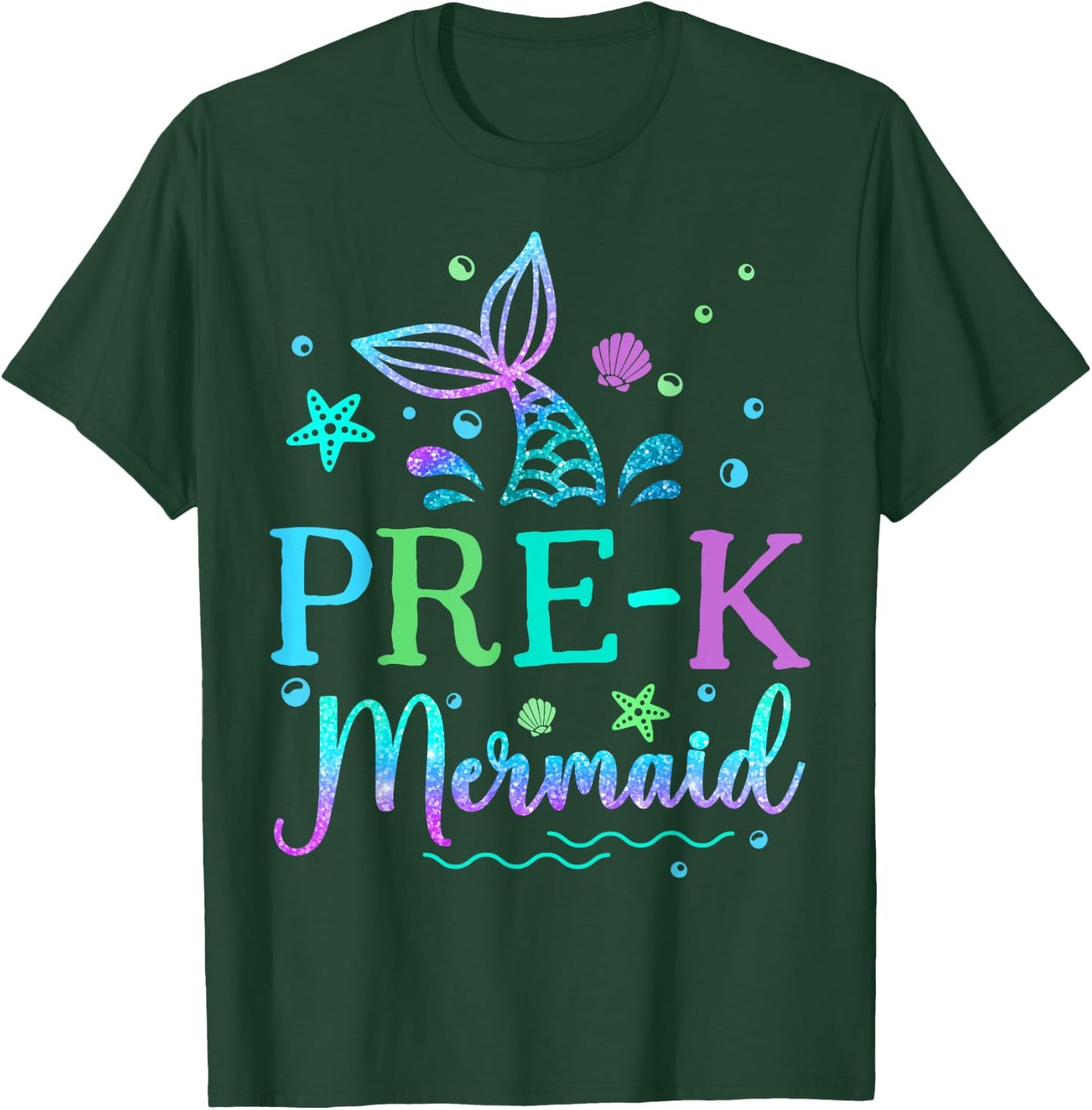 Pre-K Mermaid Tail Pre Kindergarten Back To School Women Kid T-Shirt - T-Shirt | Forest