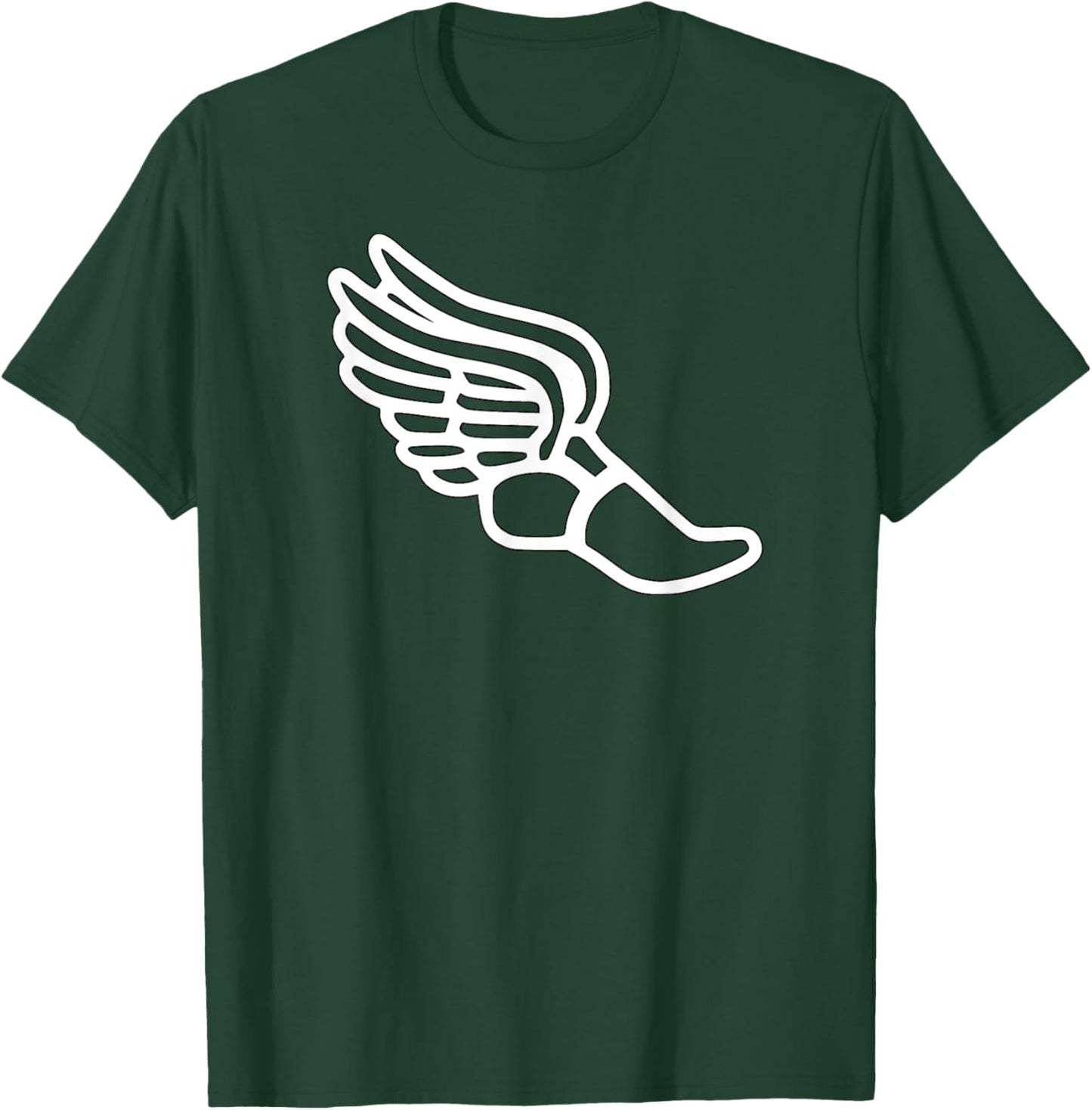 Track and Field or Long-Distance Runner White Winged Shoe T-Shirt - T-Shirt | Forest