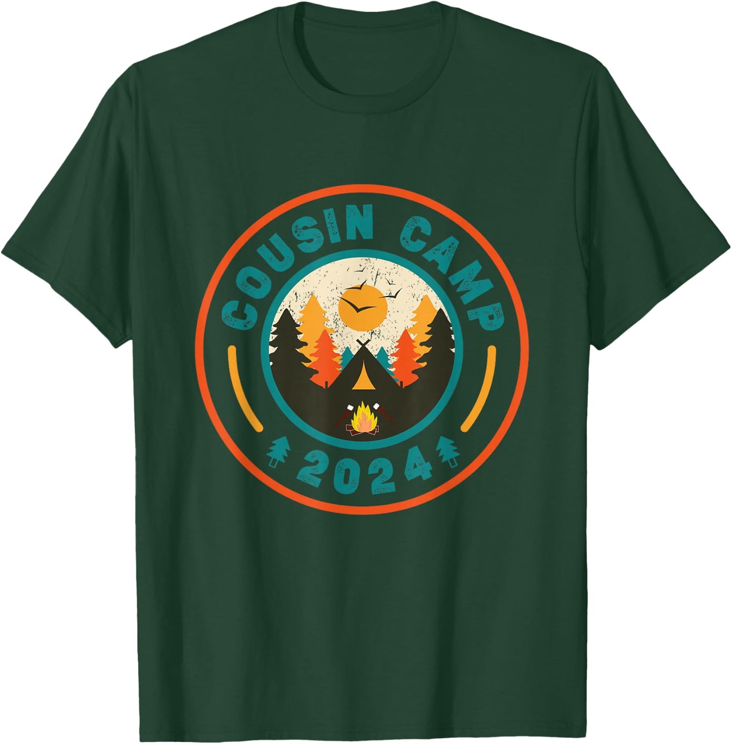 Cousin Camp 2024 Vintage Shirt Outdoors Vacation Adventures T-Shirt - T-Shirt | Forest