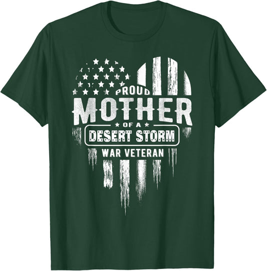 Proud Mother Mom Desert Storm War Veteran American Flag T-Shirt - T-Shirt | Forest