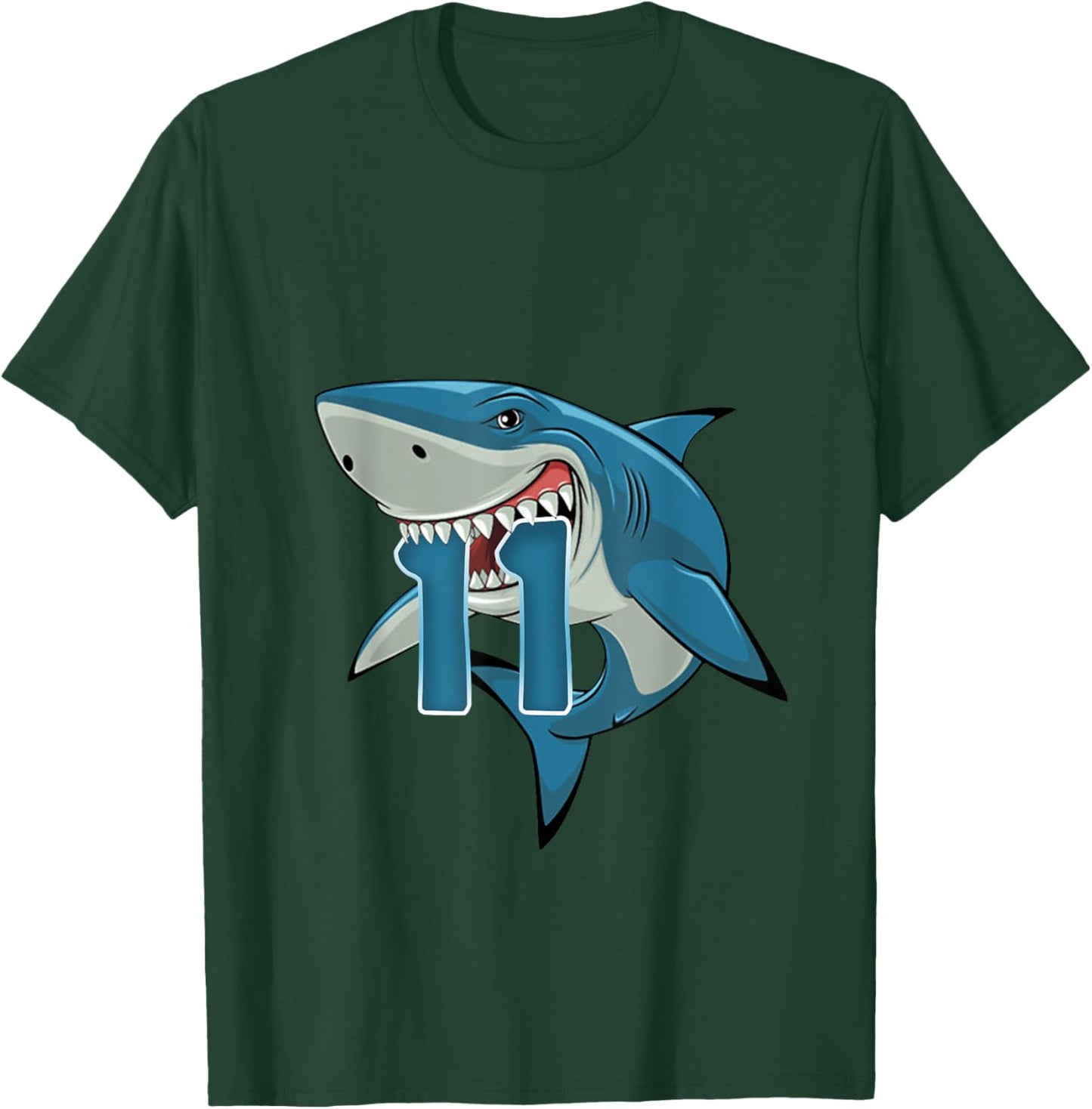 Kids 11 Year Old Shark Shirt 11th Birthday Shark Theme Party T-Shirt - T-Shirt | Forest