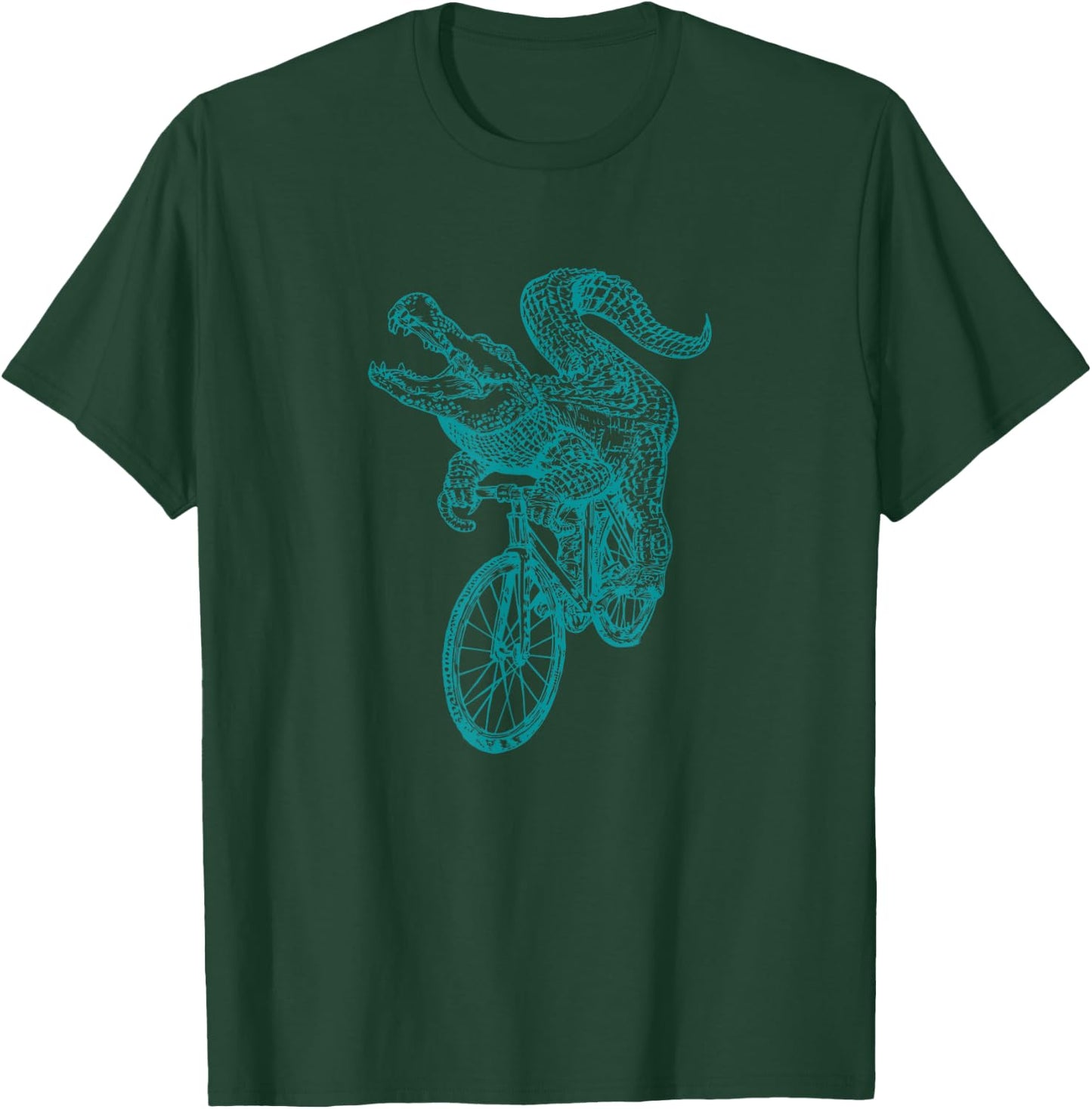 Alligator Riding Bike Crocodile Cyclist Reptile Ride Bicycle T-Shirt - T-Shirt | Forest