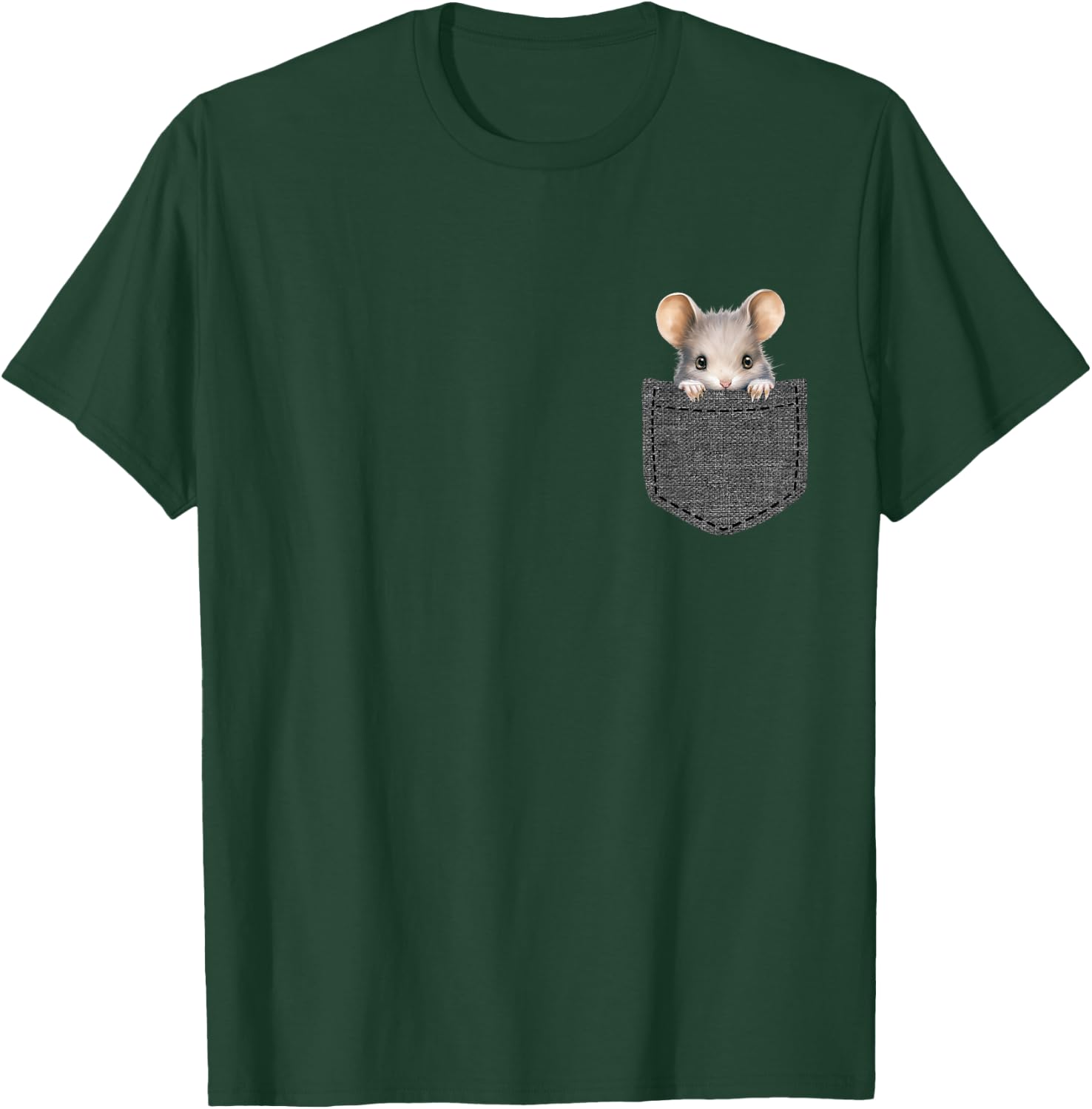 Mouse in Pocket T-Shirt - T-Shirt | Forest