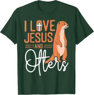 Otter Jesus Faith Christian I Love Jesus And Otters T-Shirt - T-Shirt | Forest