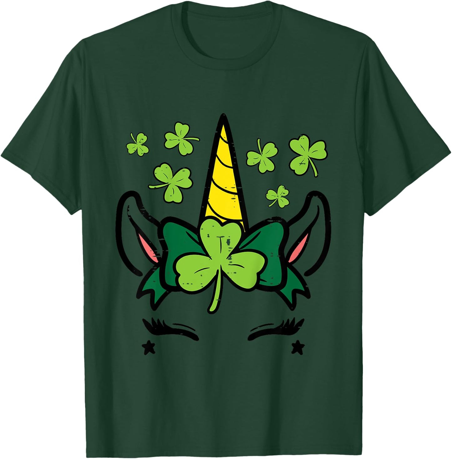 Kids St Patricks Day Unicorn Face Saint Pattys Girls Kids Toddler T-Shirt - T-Shirt | Forest
