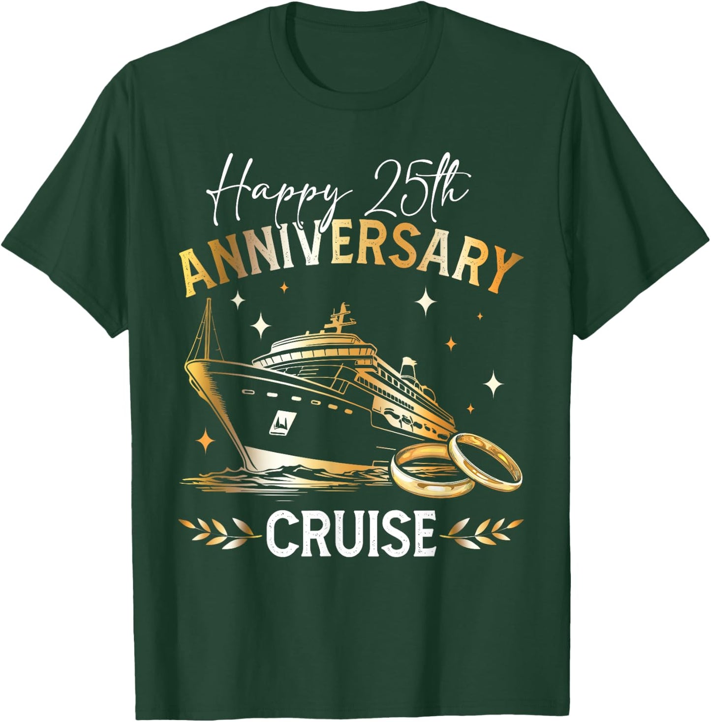 Happy 25th Anniversary Cruise Wedding Matching Gifts T-Shirt - T-Shirt | Forest