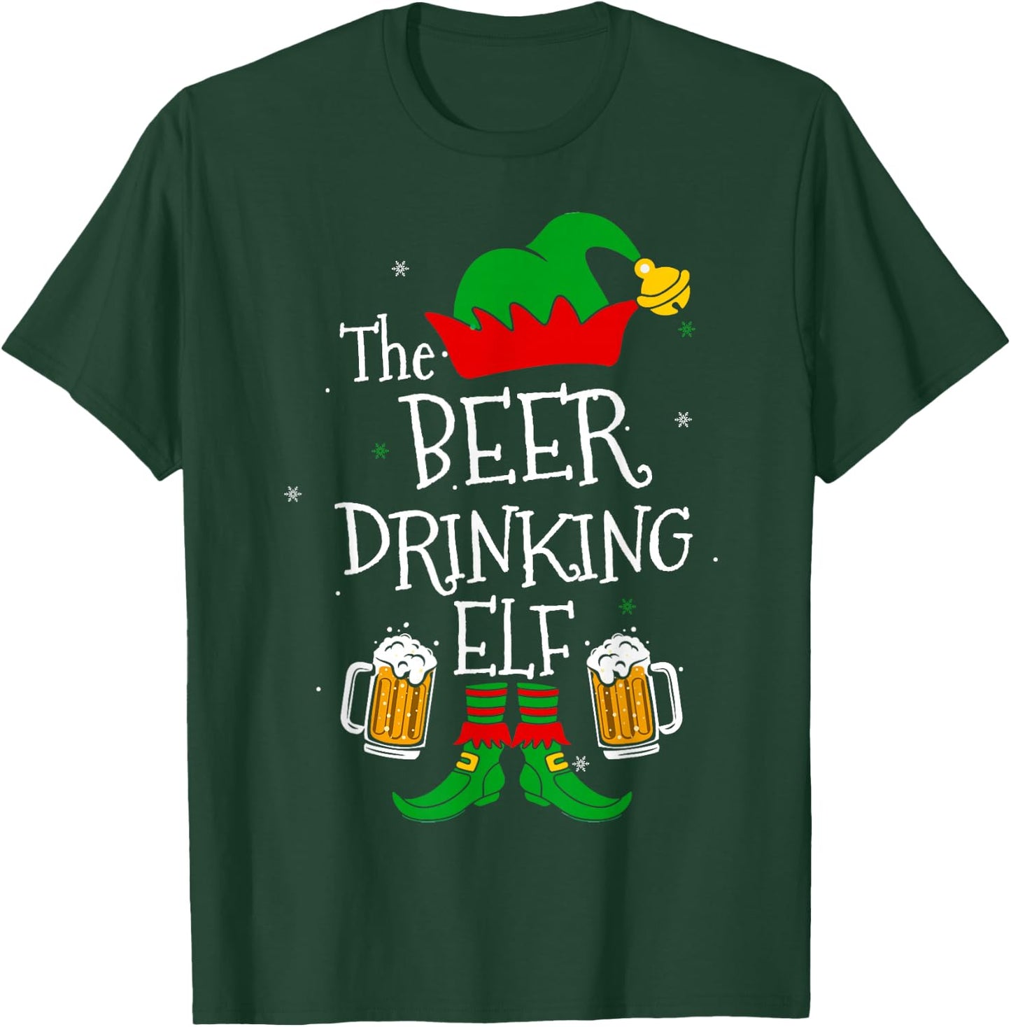 The Beer Drinking Elf Matching Family Drinker Merry Xmas Day T-Shirt - T-Shirt | Forest