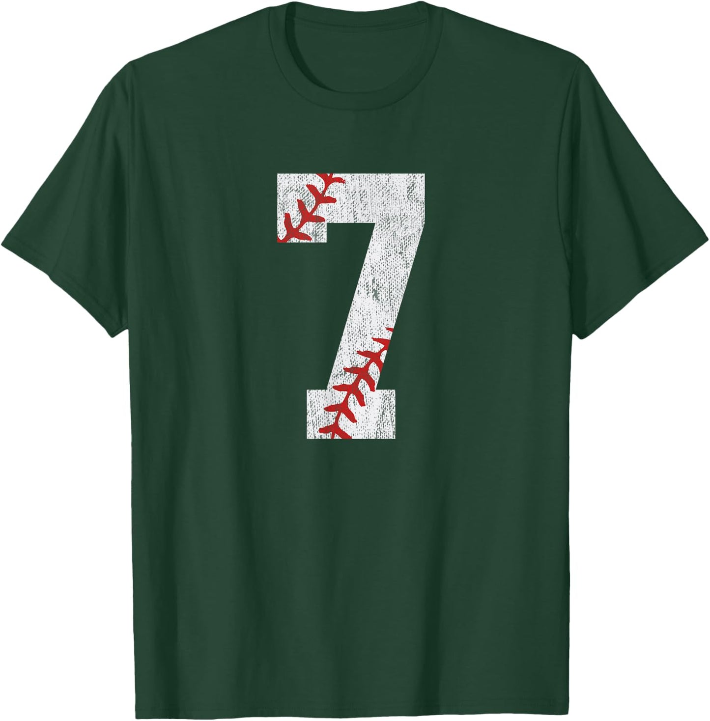 Number #7 Vintage 7th Birthday Baseball Lover 7 Years Old T-Shirt - T-Shirt | Forest