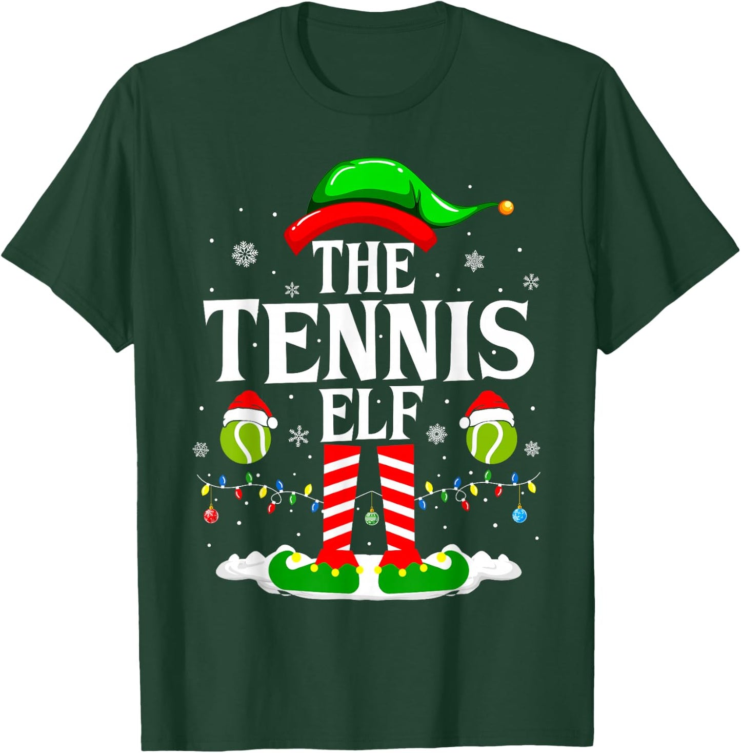 The Tennis Elf Funny Matching Xmas Tennis Christmas T-Shirt - T-Shirt | Forest