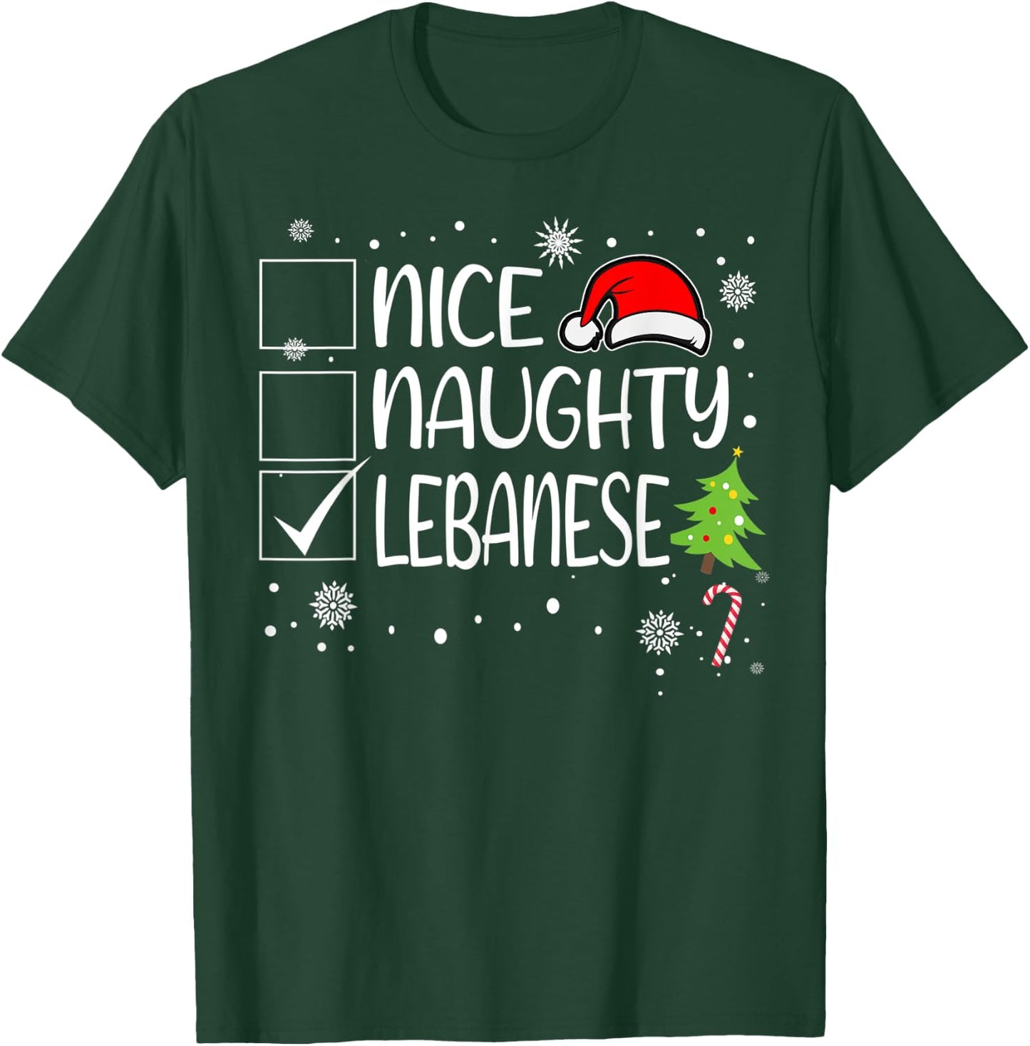 Nice Naughty Lebanese Christmas Naughty Family Group Xmas T-Shirt - T-Shirt | Forest