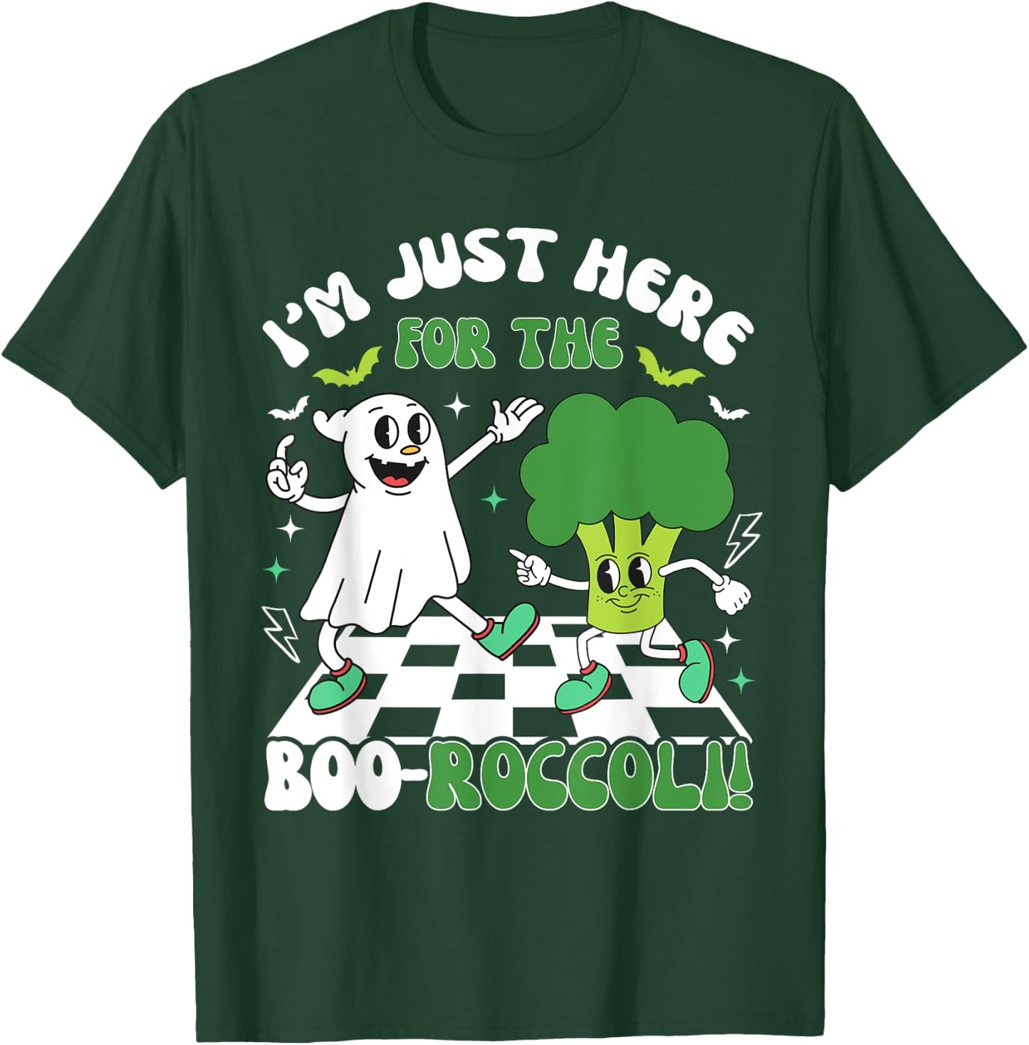 Broccoli Halloween Costume Kids Funny Retro Ghost Broccoli T-Shirt - T-Shirt | Forest