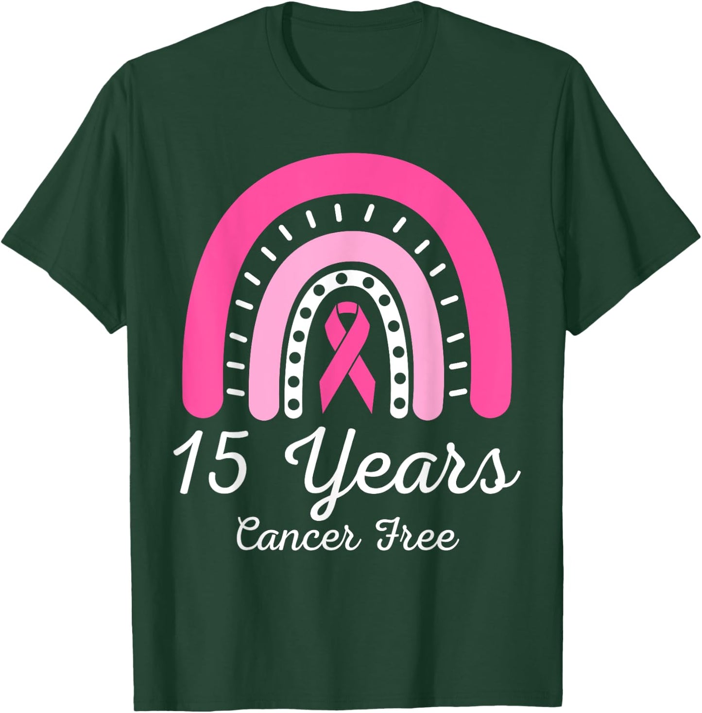 15 Years Cancer Free Survivor Breast Cancer Awareness Ribbon T-Shirt - T-Shirt | Forest