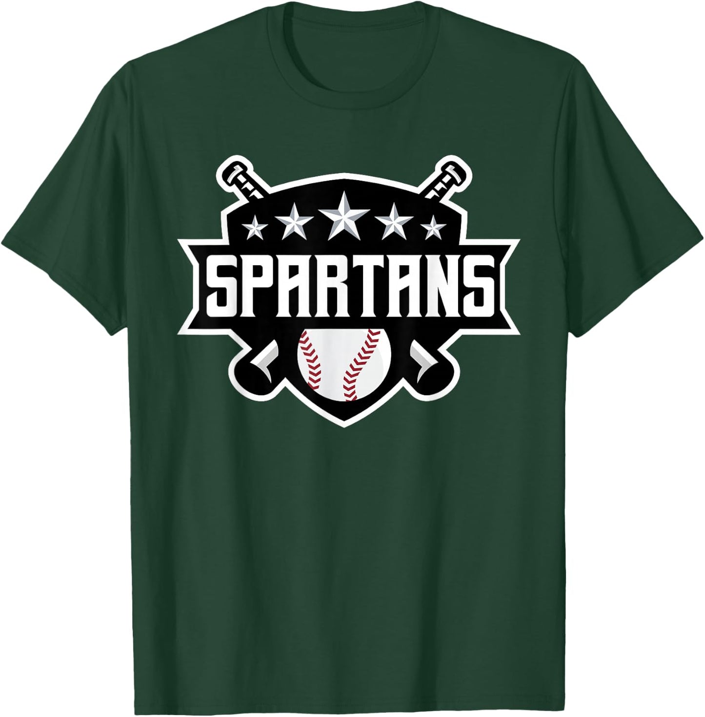 Spartan Baseball Sports Game Day Spirit Print Stars Mom Dad T-Shirt - T-Shirt | Forest