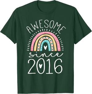 Awesome Since 2016 9th Birthday Rainbow Gifts Born in 2016 T-Shirt - T-Shirt | Forest