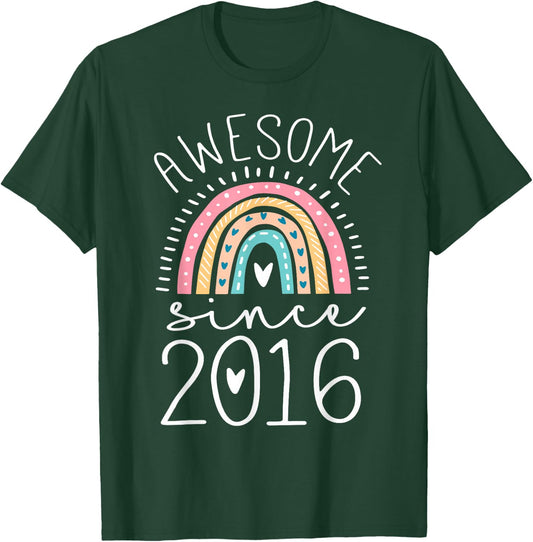 Awesome Since 2016 9th Birthday Rainbow Gifts Born in 2016 T-Shirt - T-Shirt | Forest