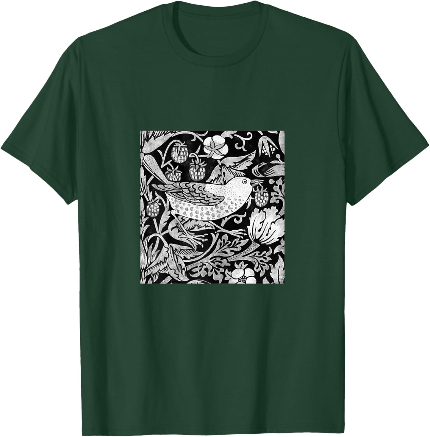 William Morris Bird & Flower Tile, Gray, Black and White T-Shirt - T-Shirt | Forest