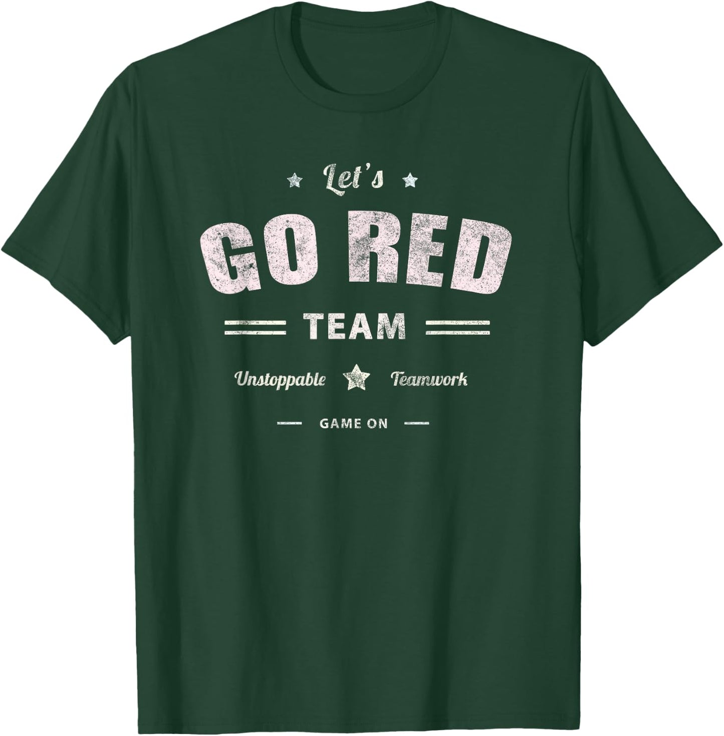 Vintage LET'S GO RED Team War Game Competition Summer Camp T-Shirt - T-Shirt | Forest