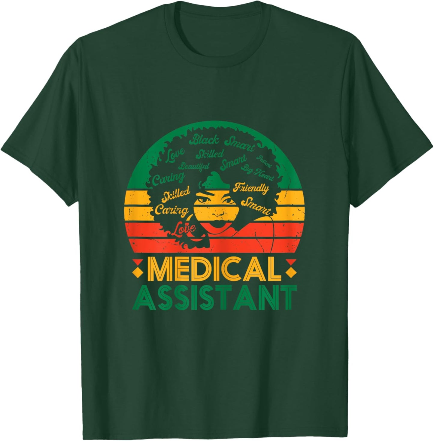 Black Woman Medical Assistant Afro Retro Black History Month T-Shirt - T-Shirt | Forest