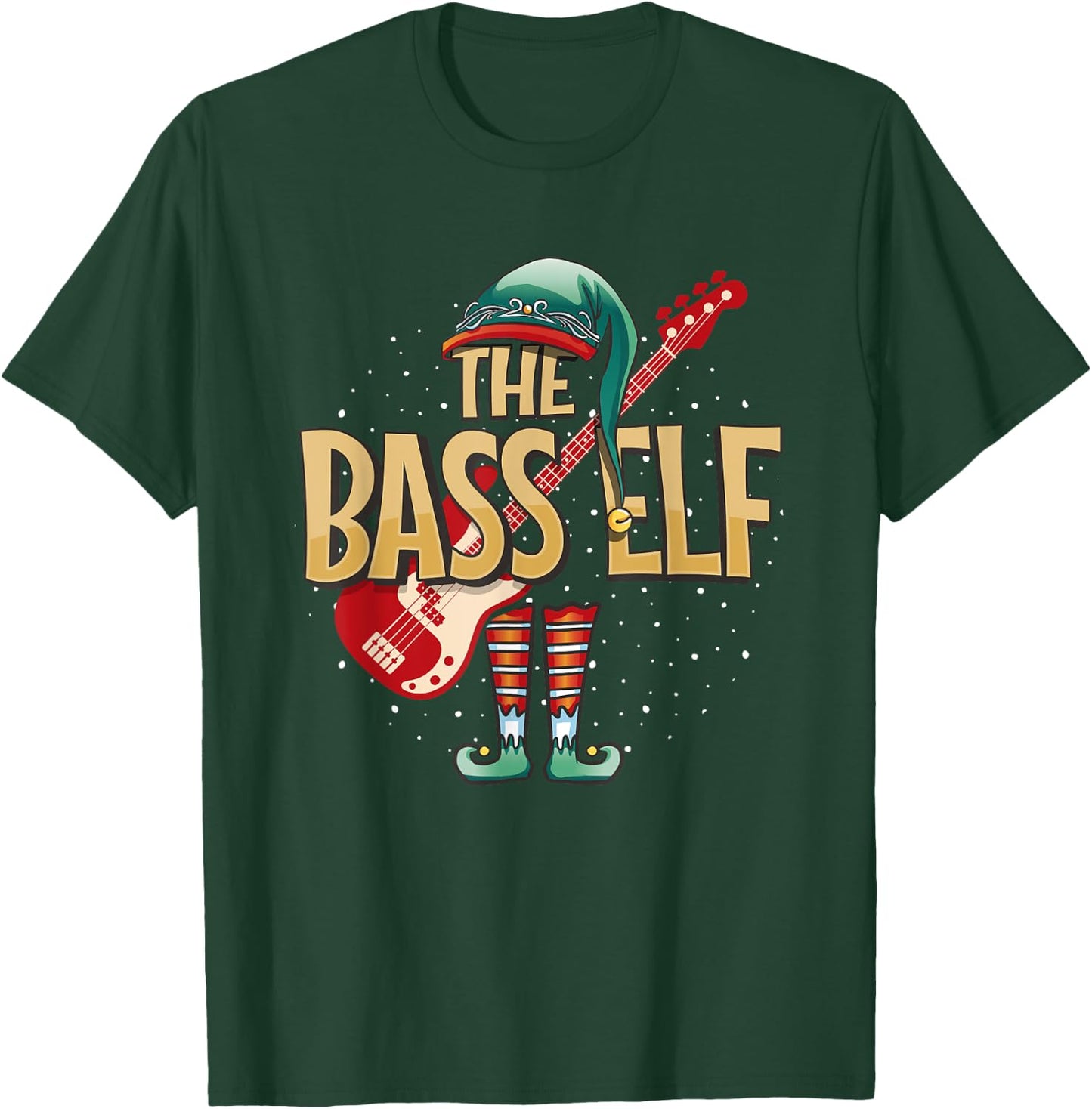 Christmas Bass Guitar Elf for Bassist Musician T-Shirt - T-Shirt | Forest