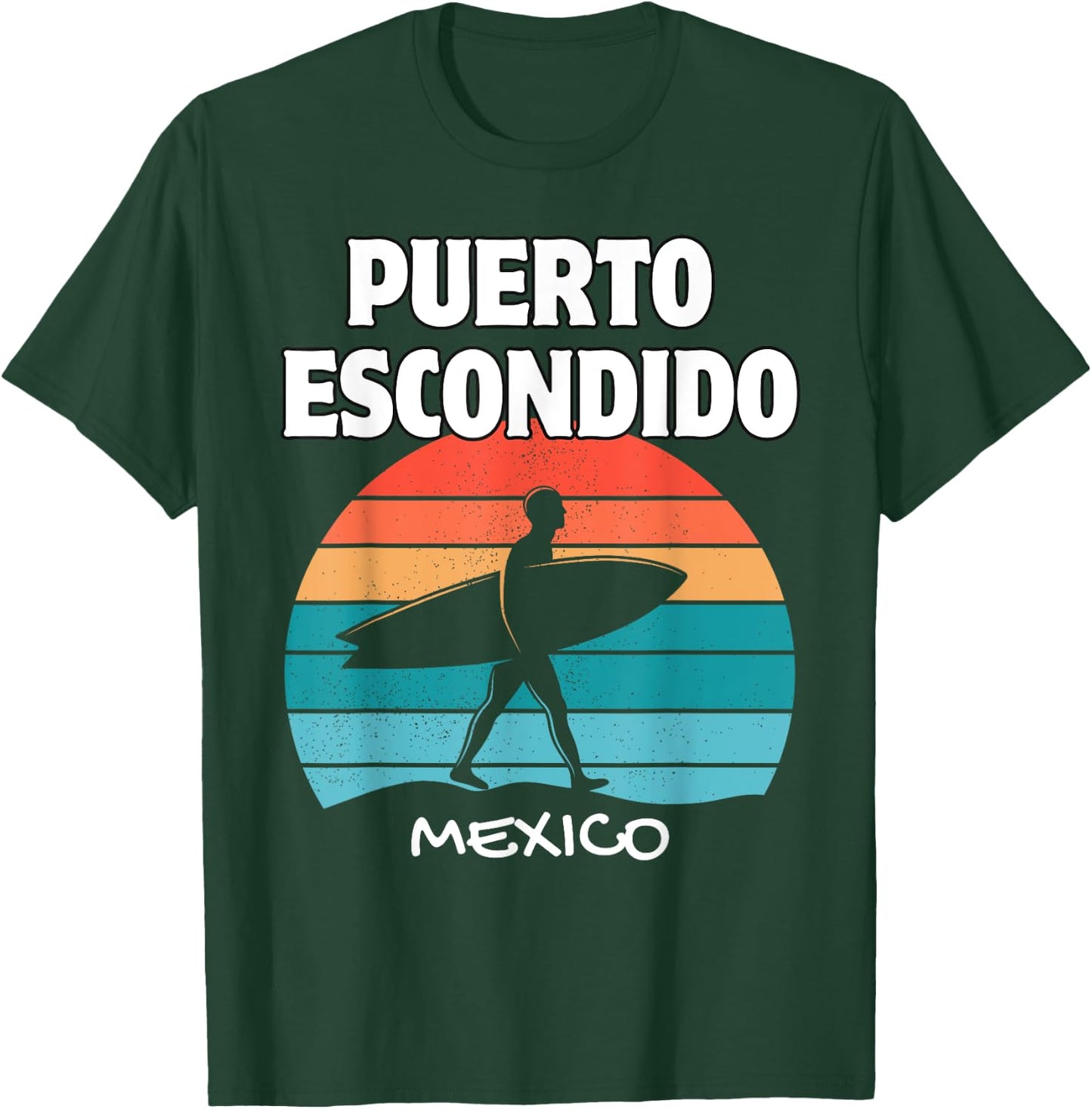 PUERTO ESCONDIDO Mexico Surf Retro Sunset Surfing Vacation T-Shirt - T-Shirt | Forest