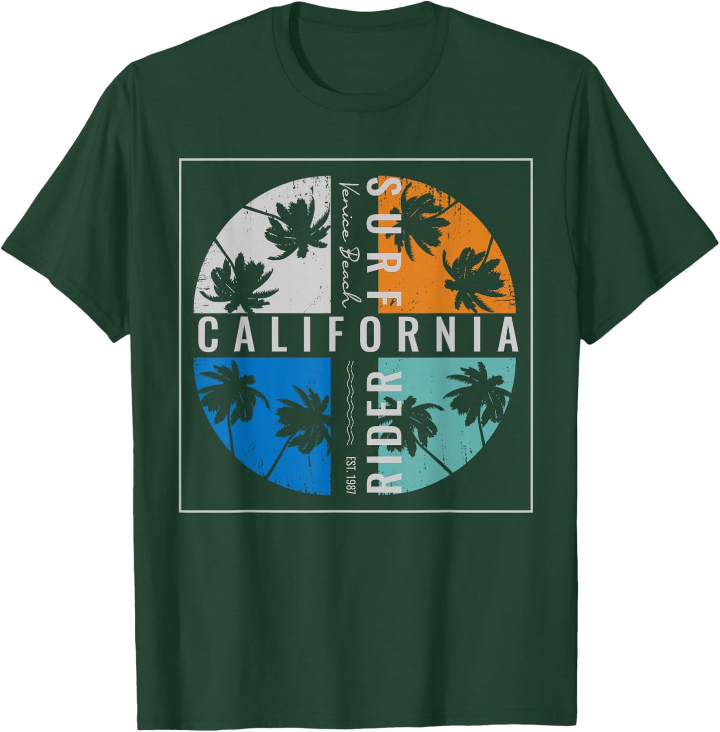 California Surf Rider Venice Beach Est 1987 T-Shirt - T-Shirt | Forest