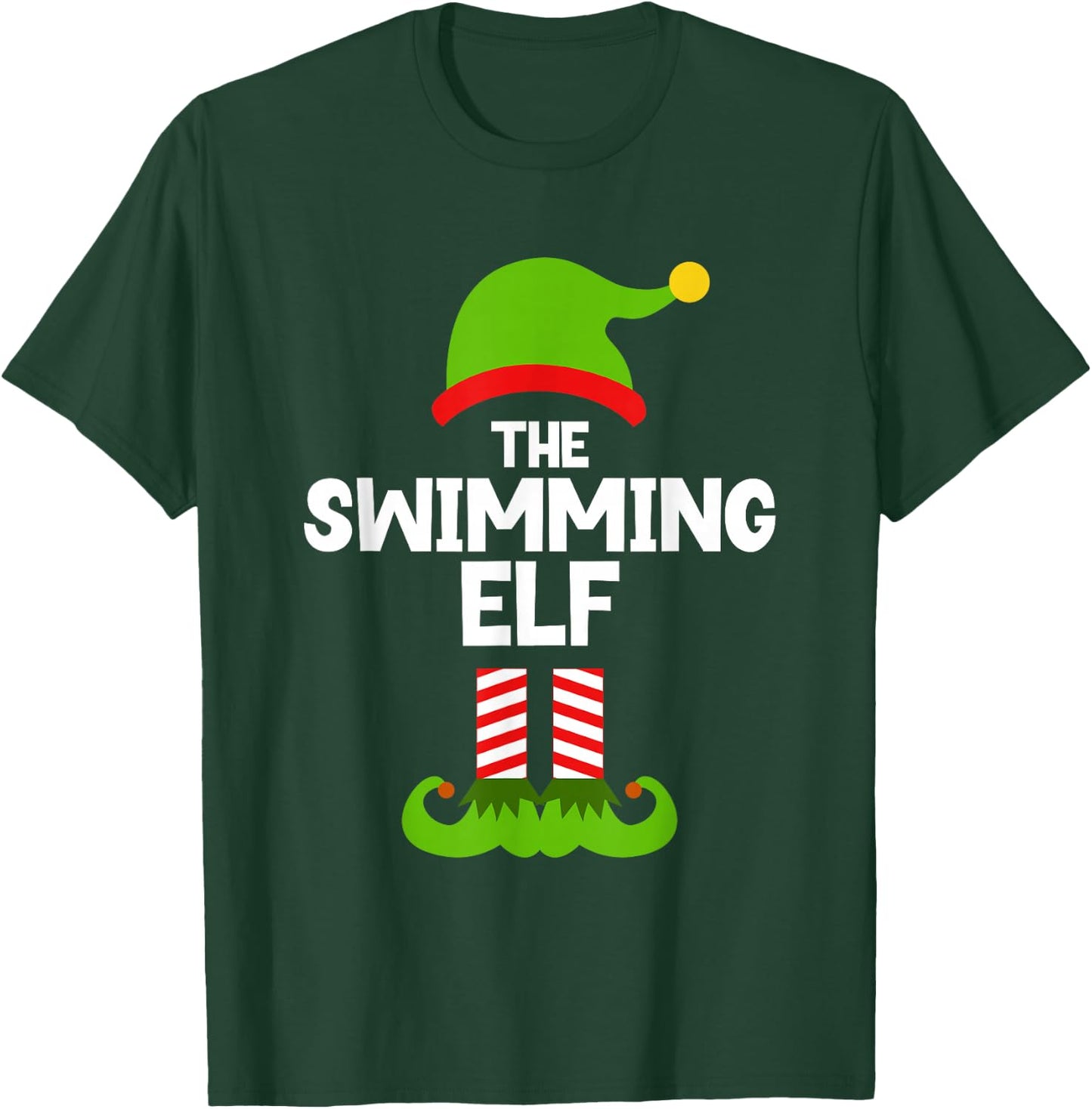 Funny I'm The Swimming Elf Christmas Xmas Swimmer Swim T-Shirt - T-Shirt | Forest