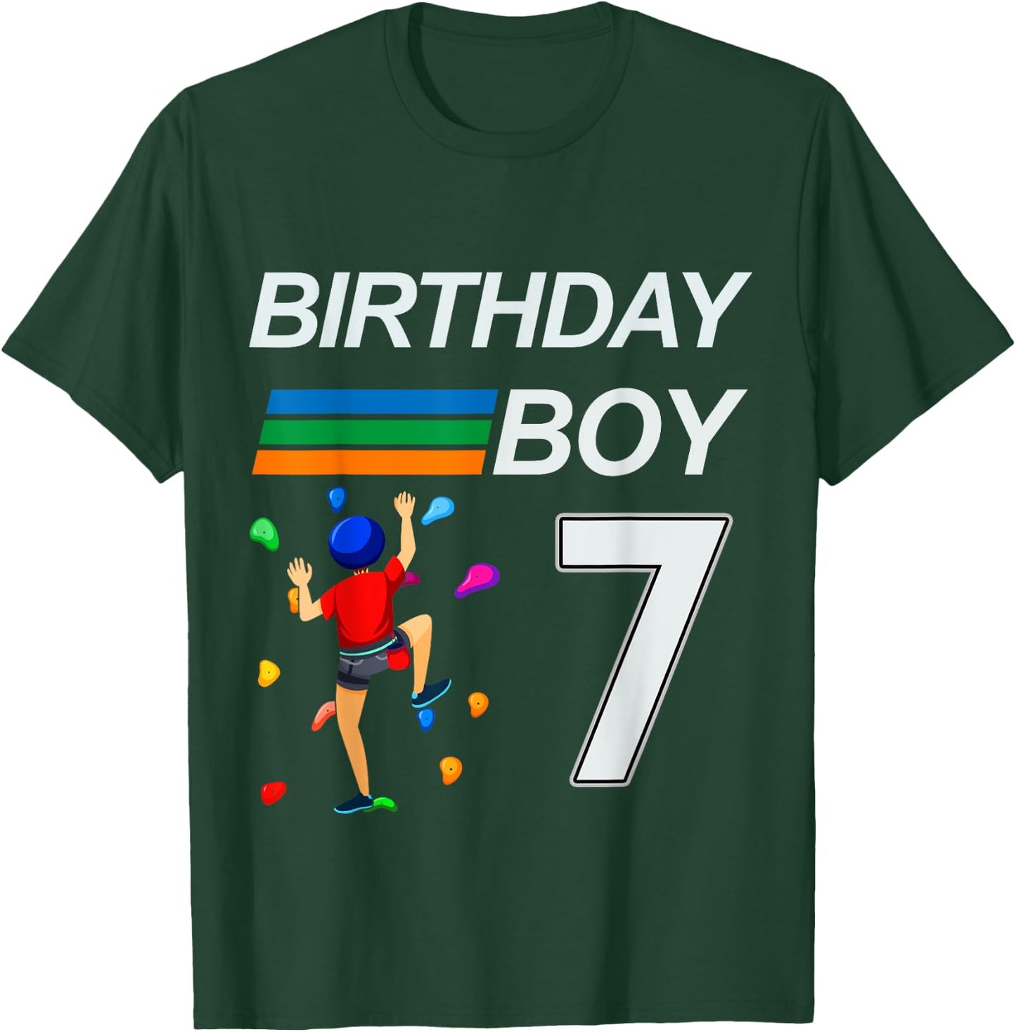 7 Years Old Birthday Bouldering Rock Climbing for Boys T-Shirt - T-Shirt | Forest