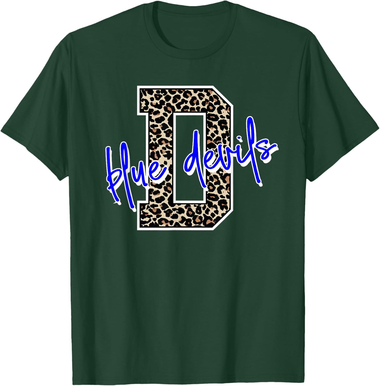 Blue Devil Leopard Print Letter T-Shirt - T-Shirt | Forest