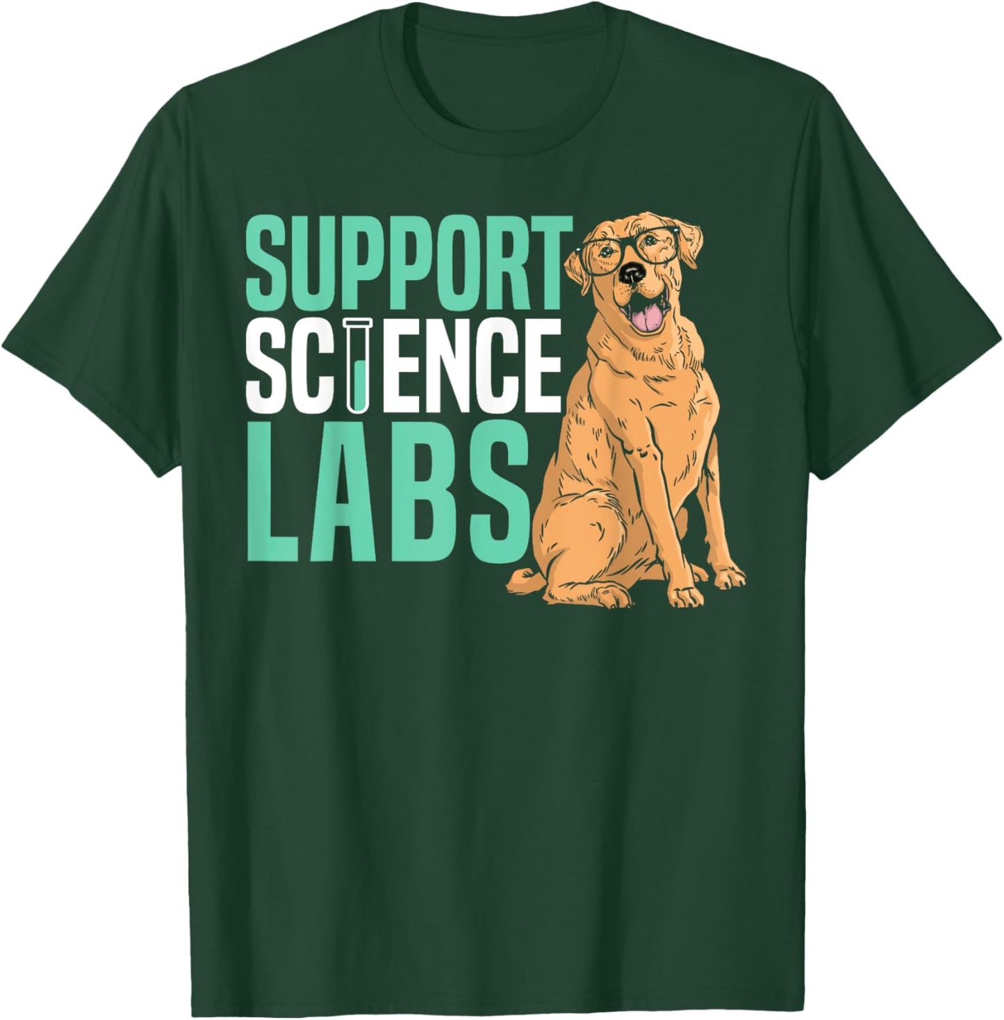 Support Science Lab Future Scientist Labrador Dog T-Shirt - T-Shirt | Forest