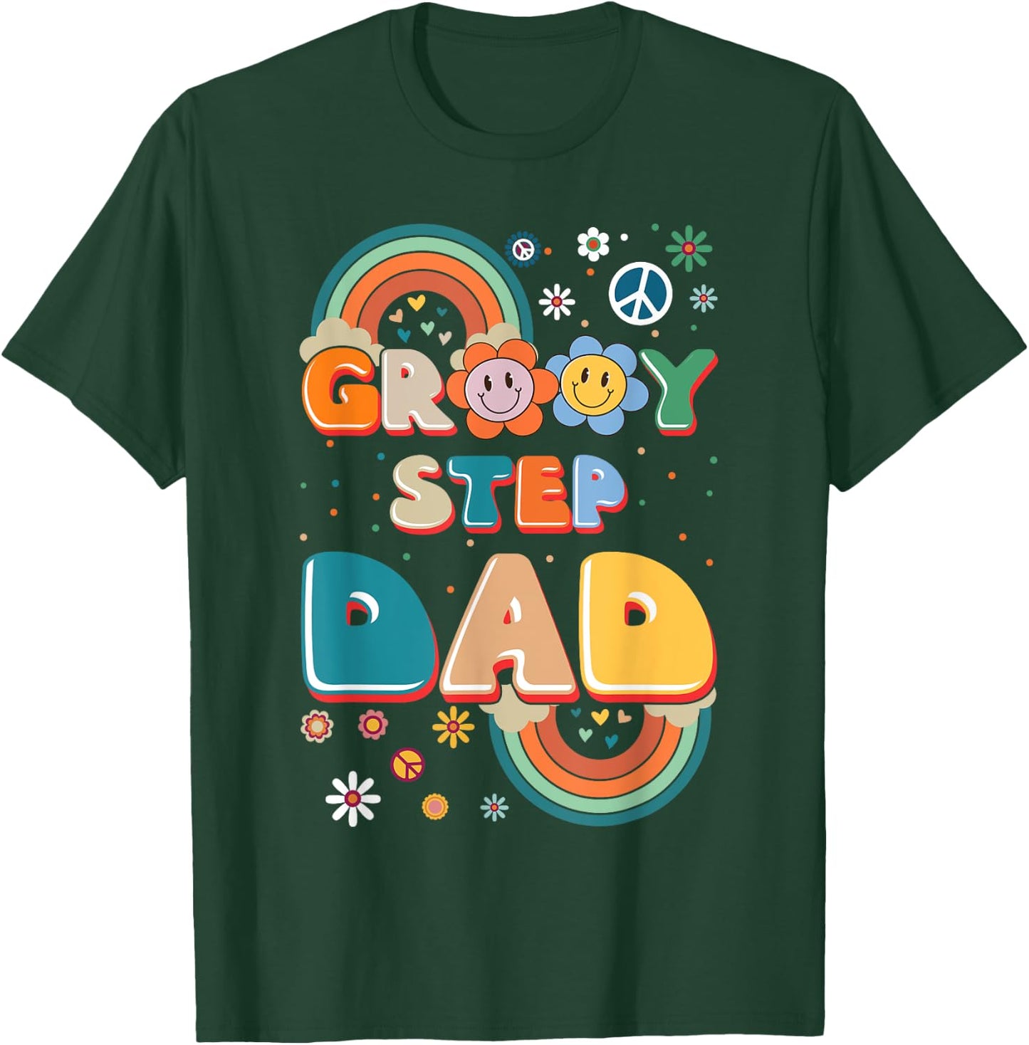 Groovy Step Dad Stepdaddy Step Father Father's Day Retro T-Shirt - T-Shirt | Forest