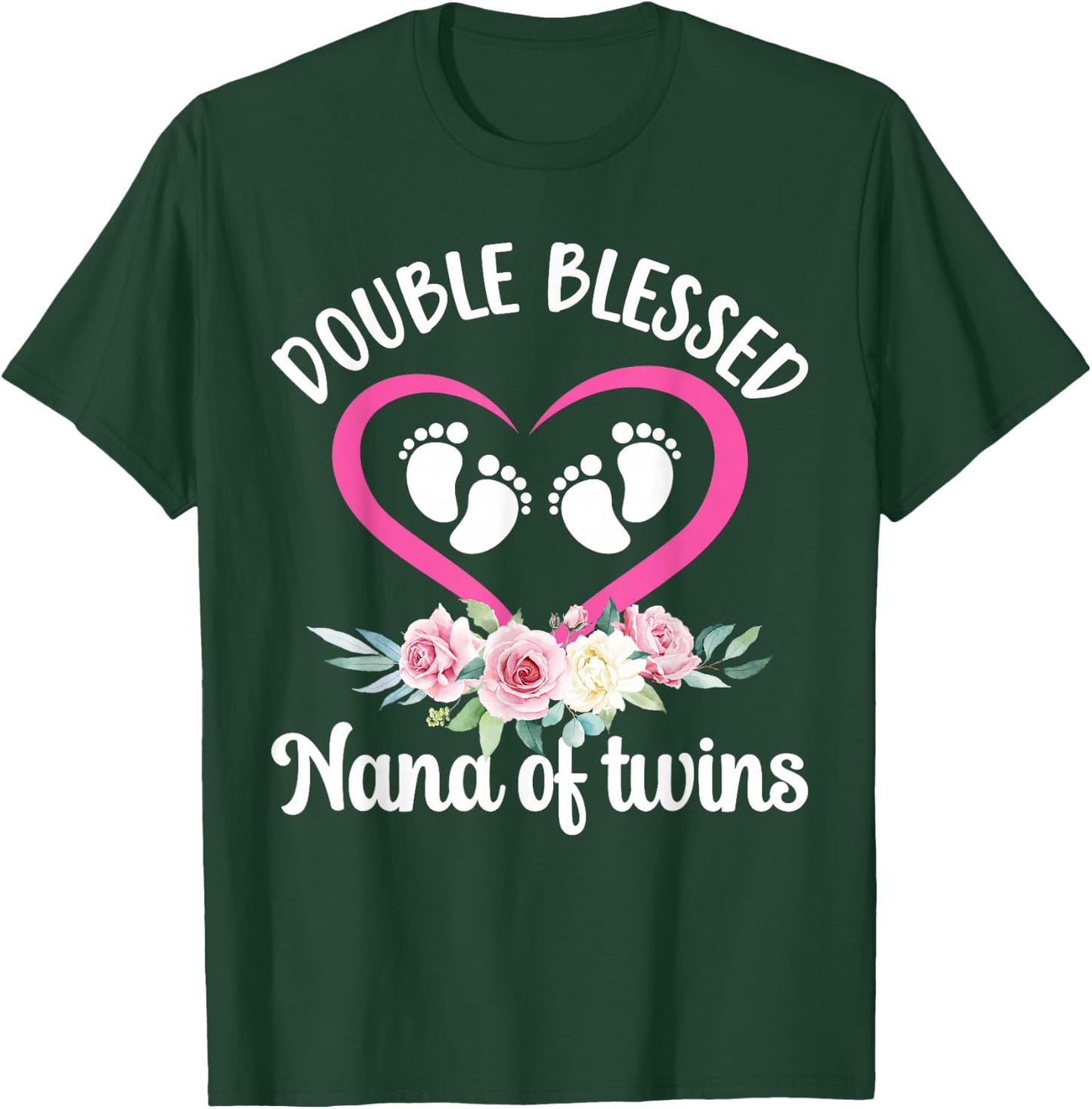 Double Blessed Nana Of Twins Twin Nana Grandma T-Shirt - T-Shirt | Forest
