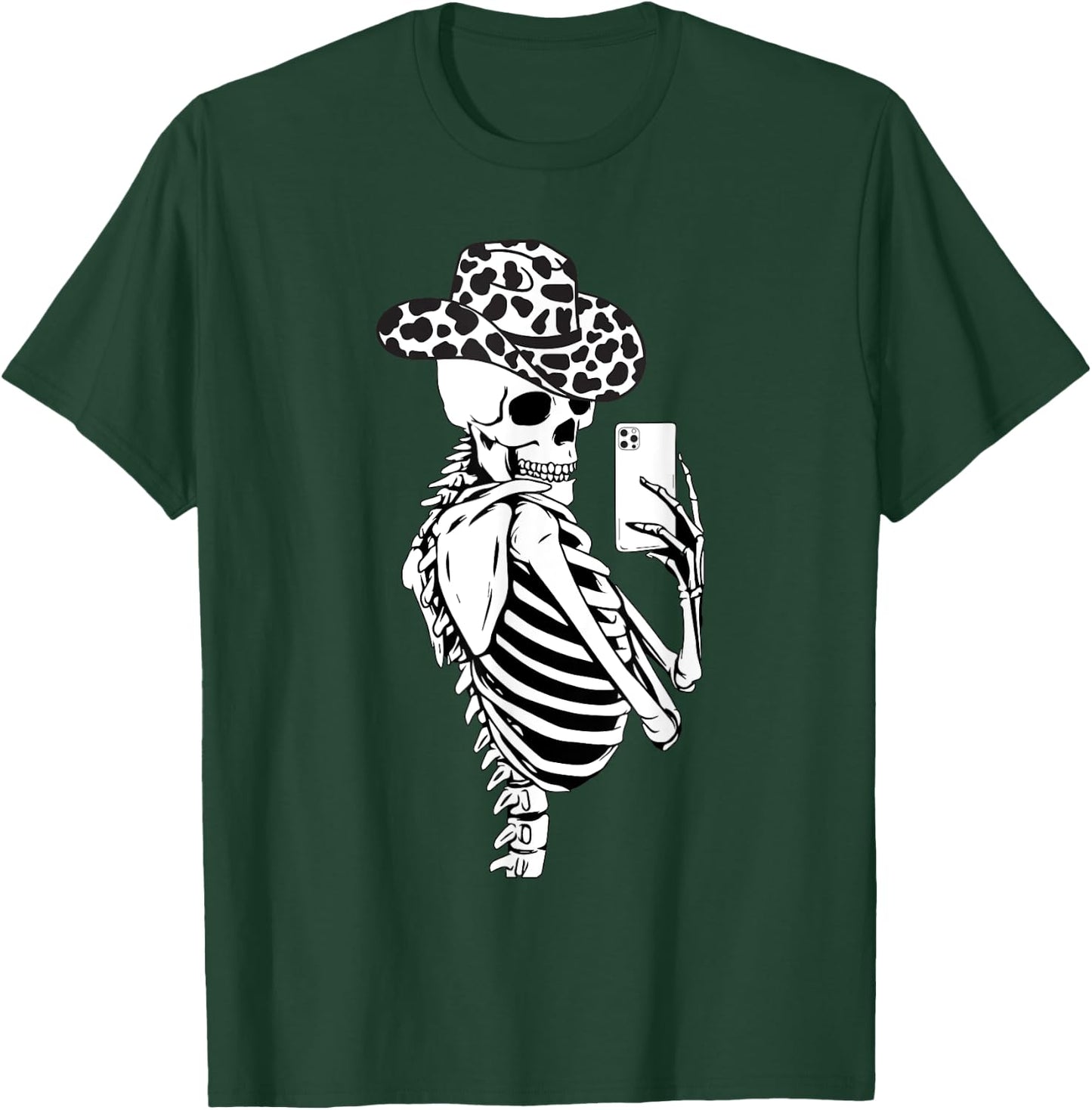 Selfies Skeleton Cowhides Cowgirls Western Cow Cowgirl Hat T-Shirt - T-Shirt | Forest