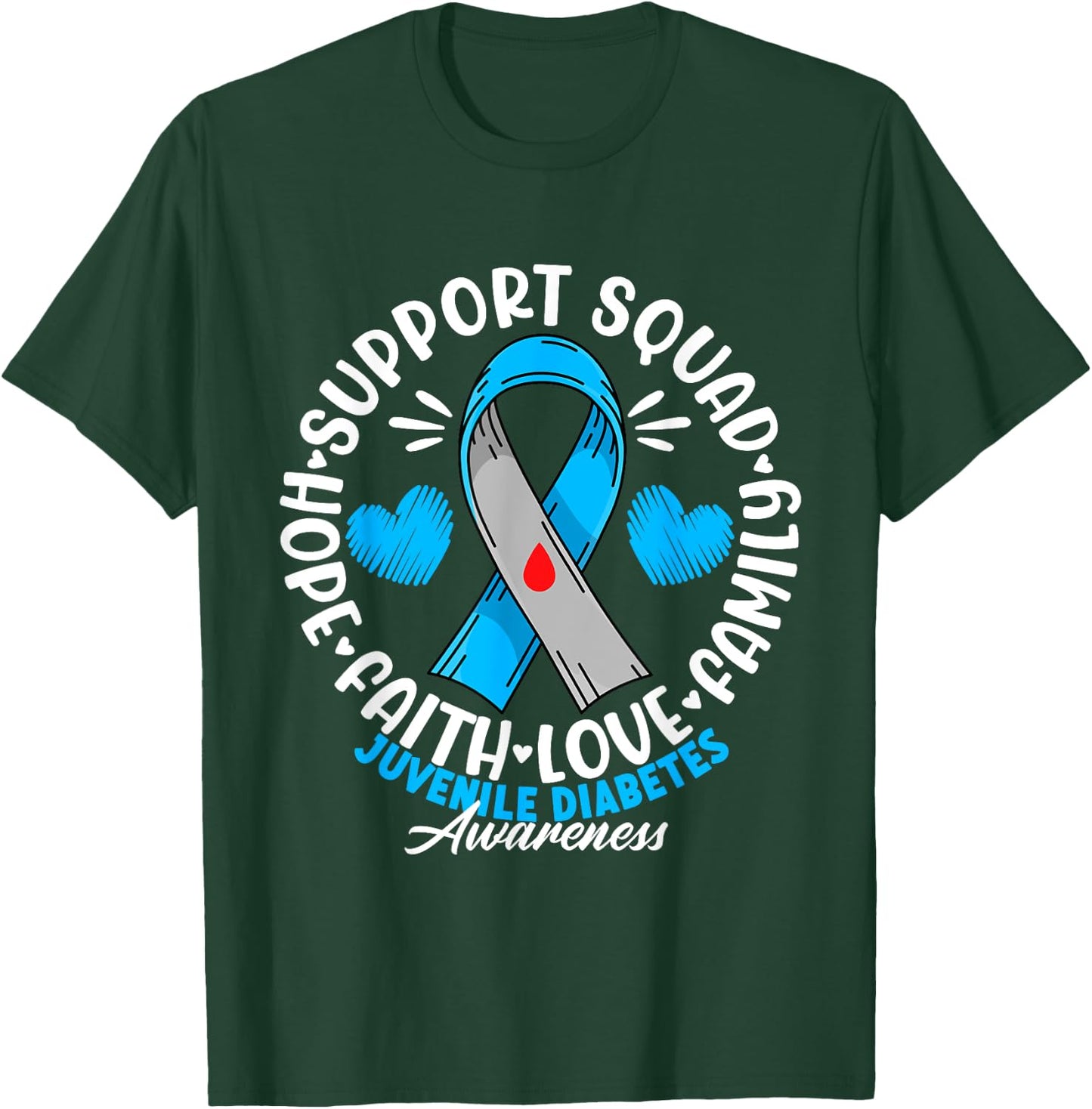 Support Awareness Squad I Juvenile T1D Type 1 Diabetes T-Shirt - T-Shirt | Forest