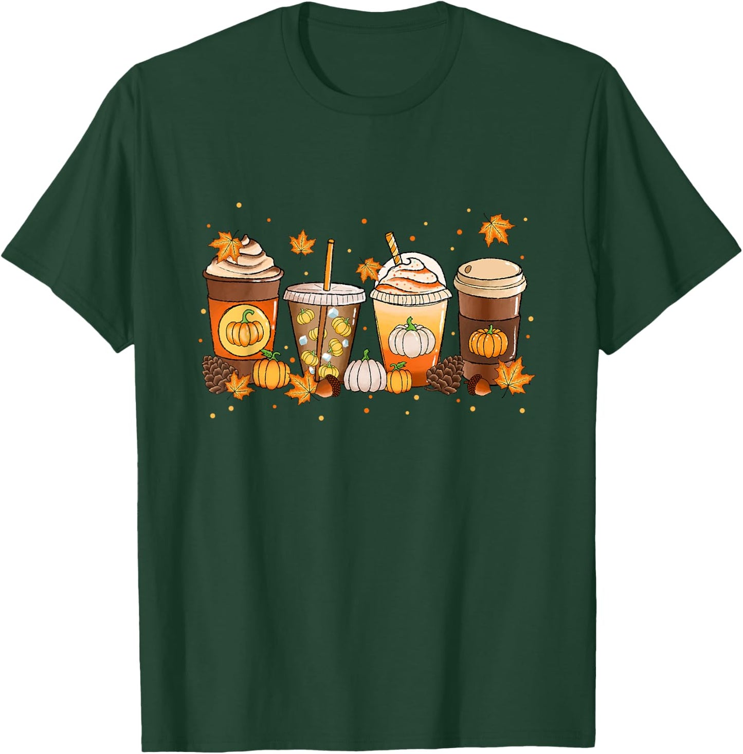 Coffee Latte Pumpkin Spice Fall Season Thanksgiving Vibes T-Shirt - T-Shirt | Forest