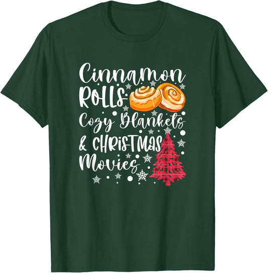 Cinnamon Rolls Cozy Blankets and Christmas Movies Cute Fall T-Shirt - T-Shirt | Forest