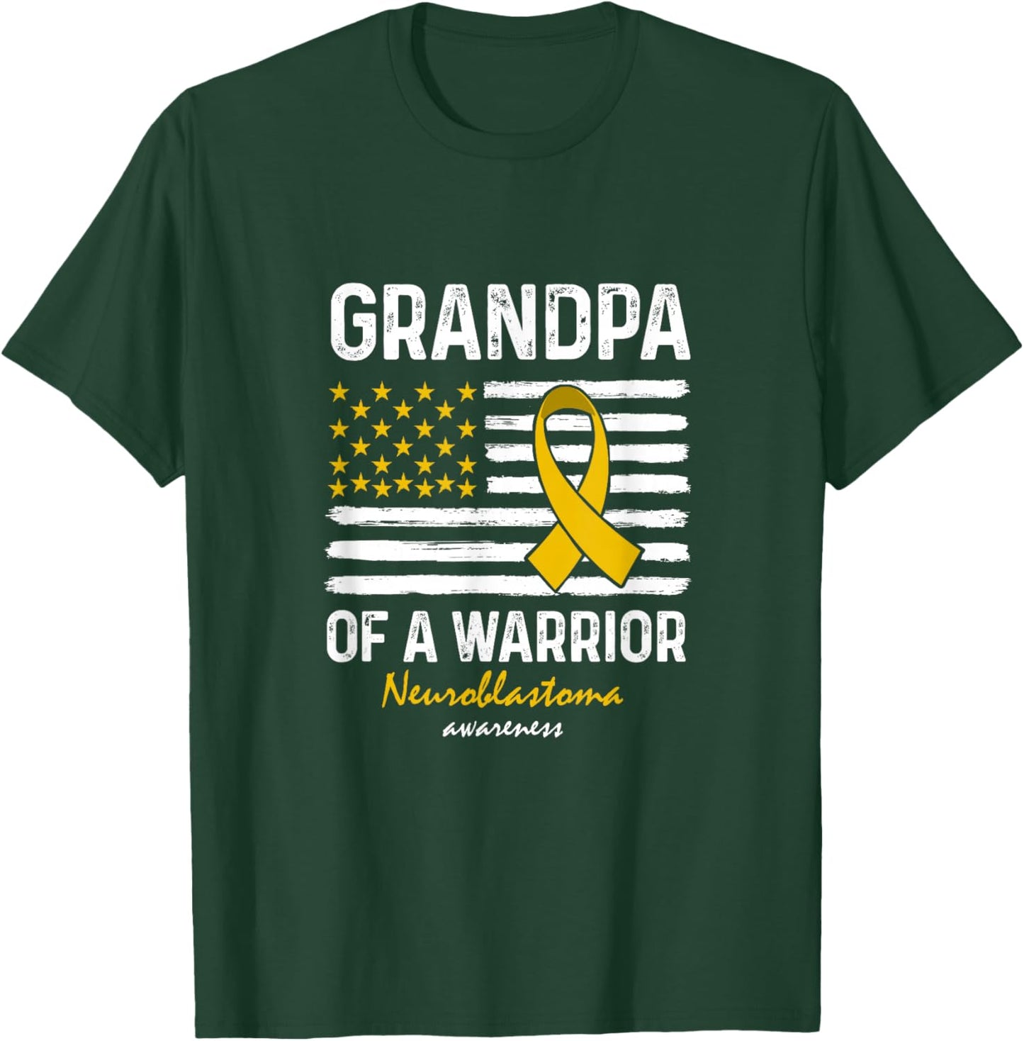 Yellow Neuroblastoma Warrior Support Grandpa Of A Warrior T-Shirt - T-Shirt | Forest