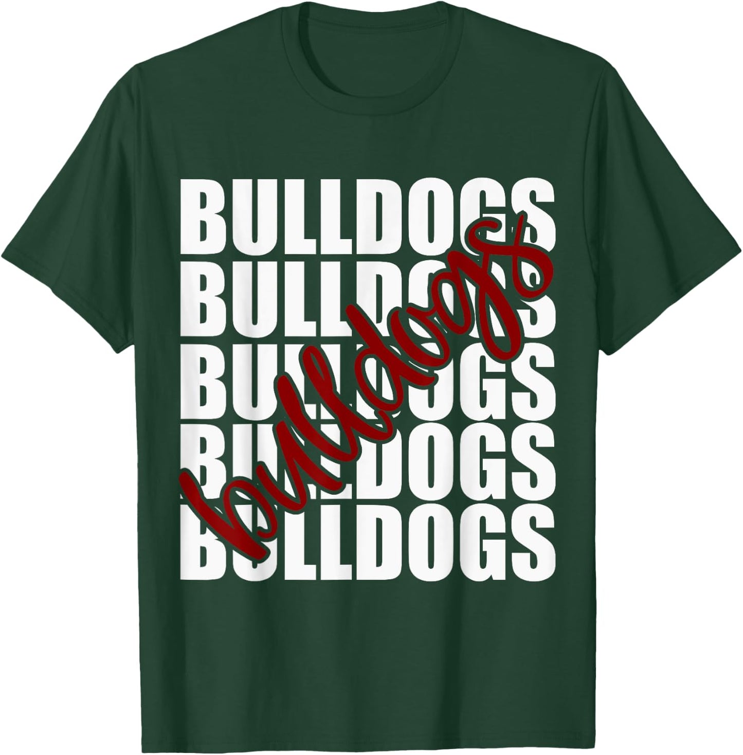 Bulldogs Maroon School Sports Fan Team Spirit T-Shirt - T-Shirt | Forest