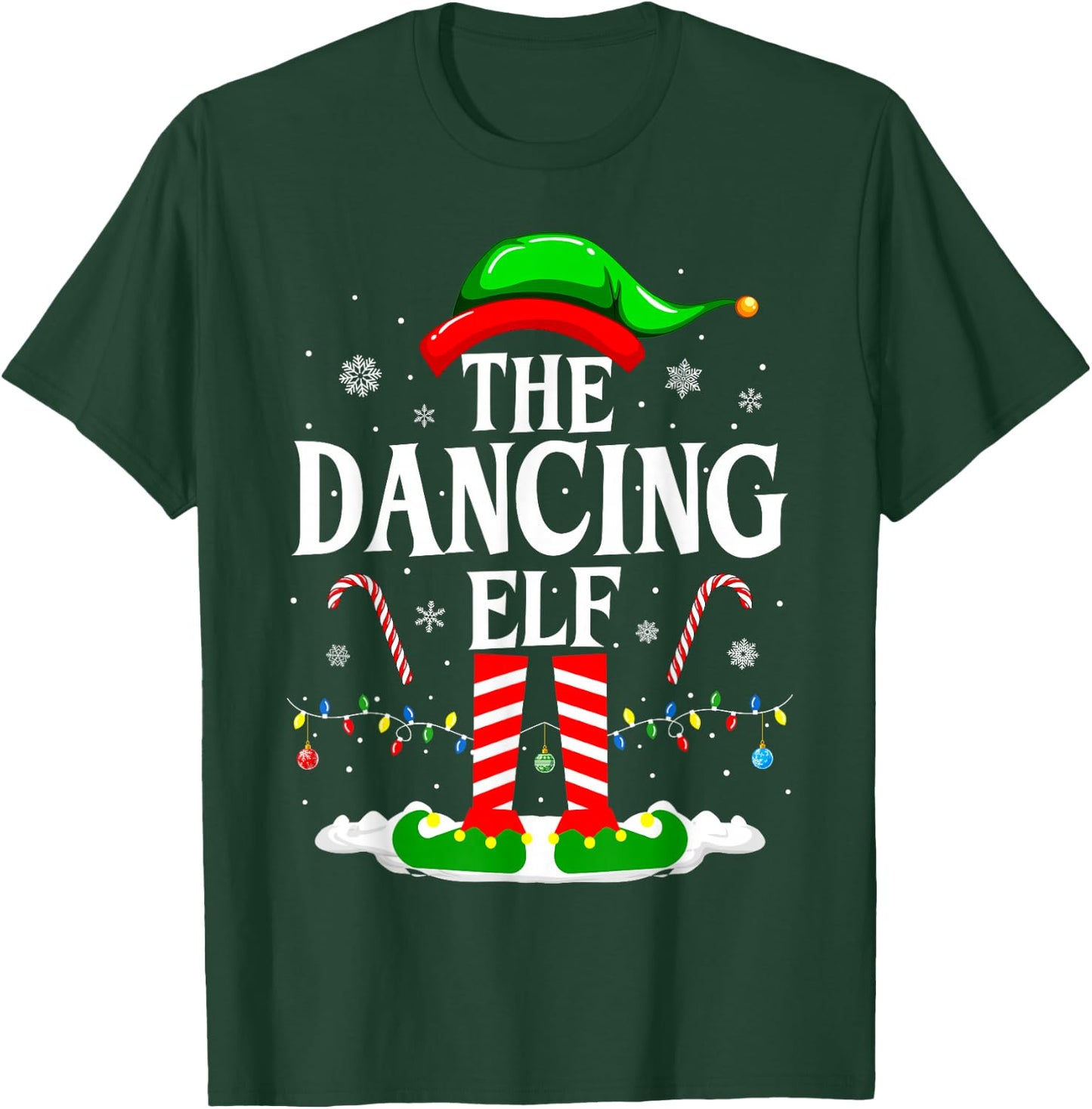 The Dancing Elf Xmas Funny Family Matching Group Christmas T-Shirt - T-Shirt | Forest