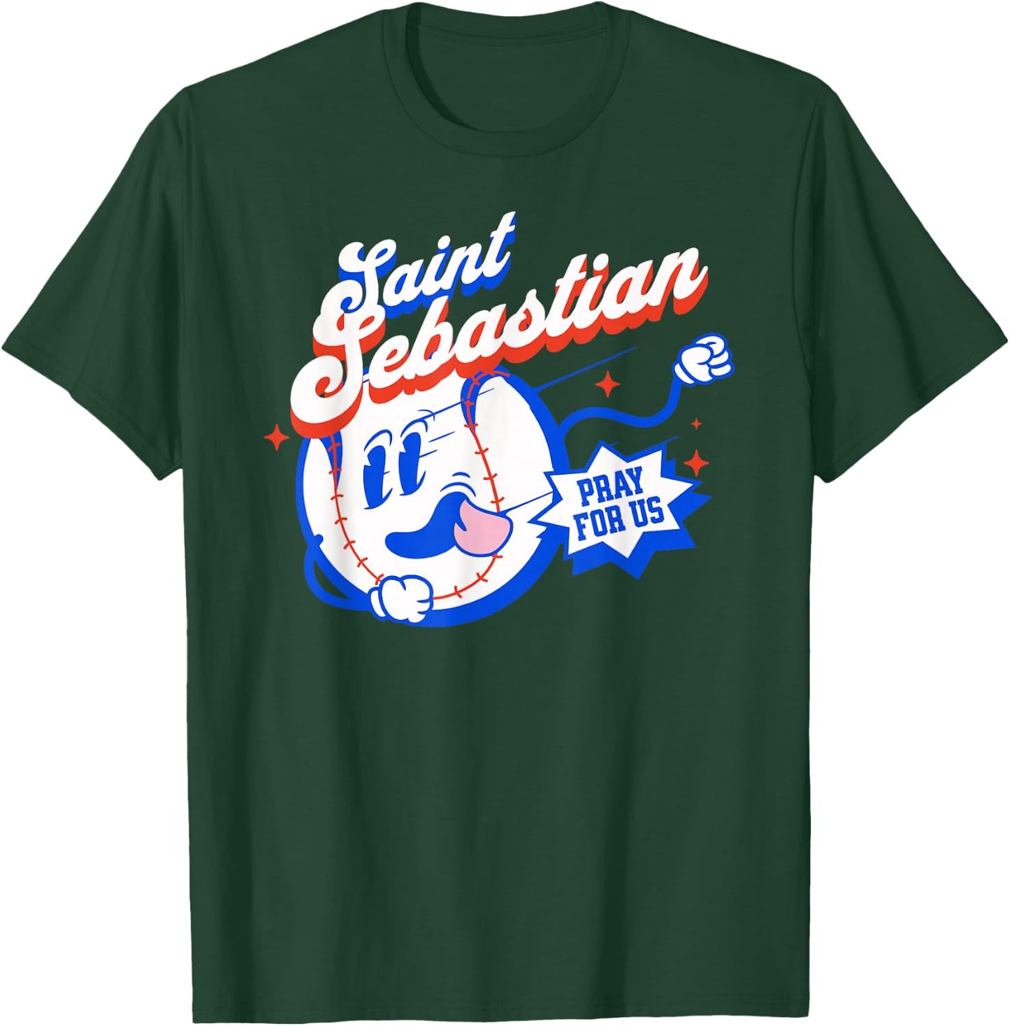 St Sebastian Patron Saint of Baseball Prayer Sports Athletes T-Shirt - T-Shirt | Forest