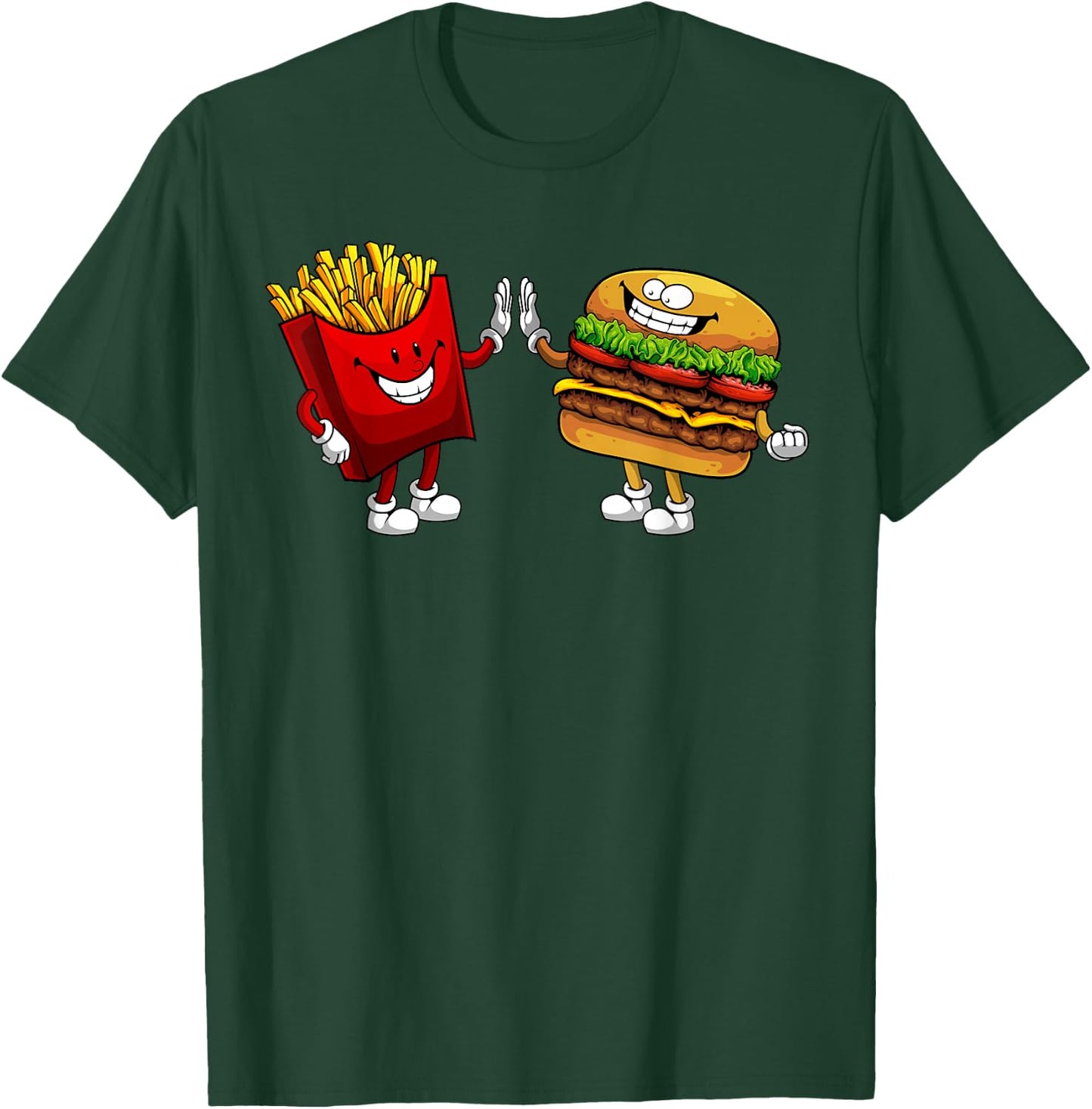Cute Hamburger Art Men Women Hamburger French Fries Lovers T-Shirt - T-Shirt | Forest